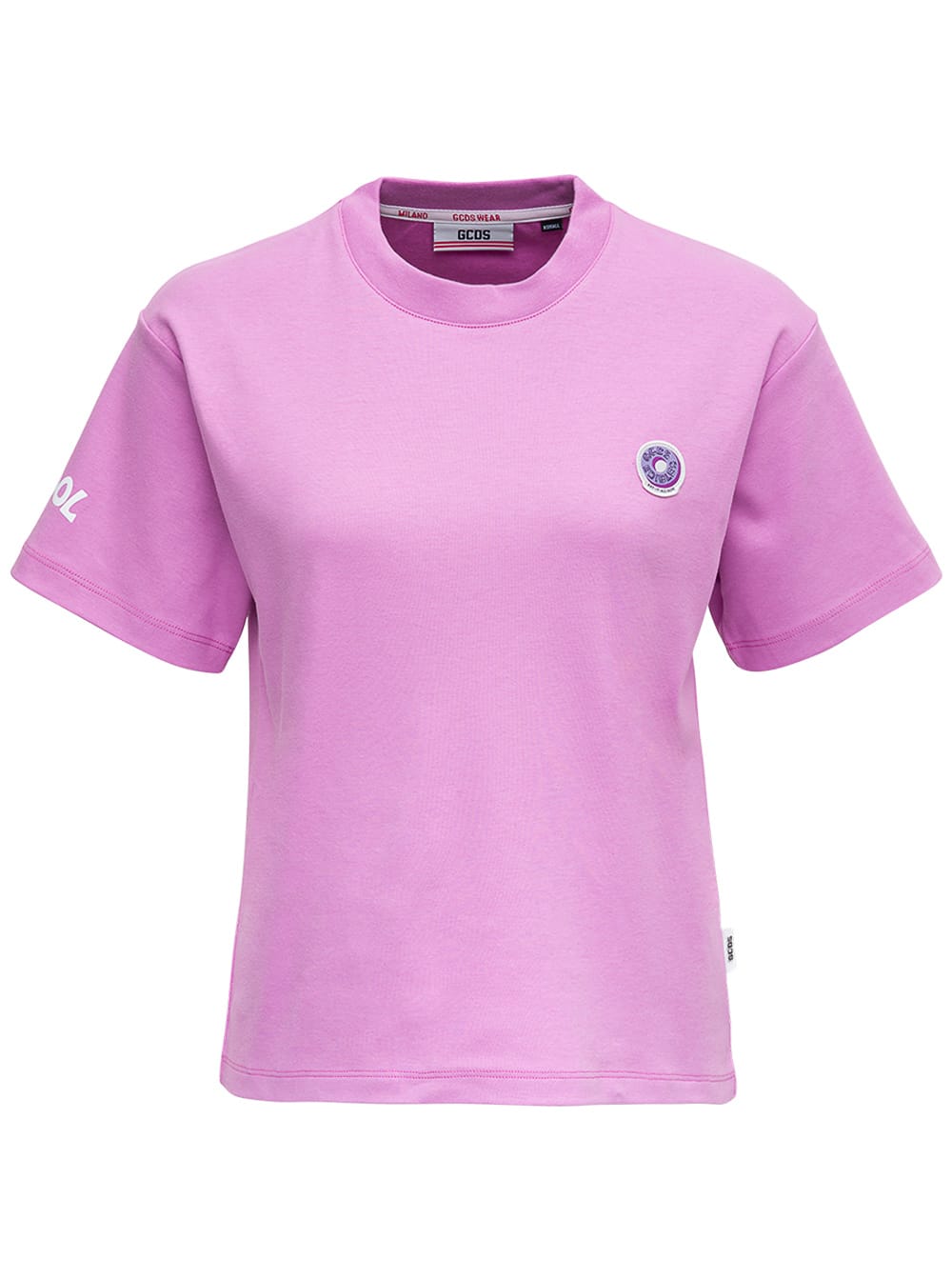 GCDS Pink Cotton T-shirt With Back Print