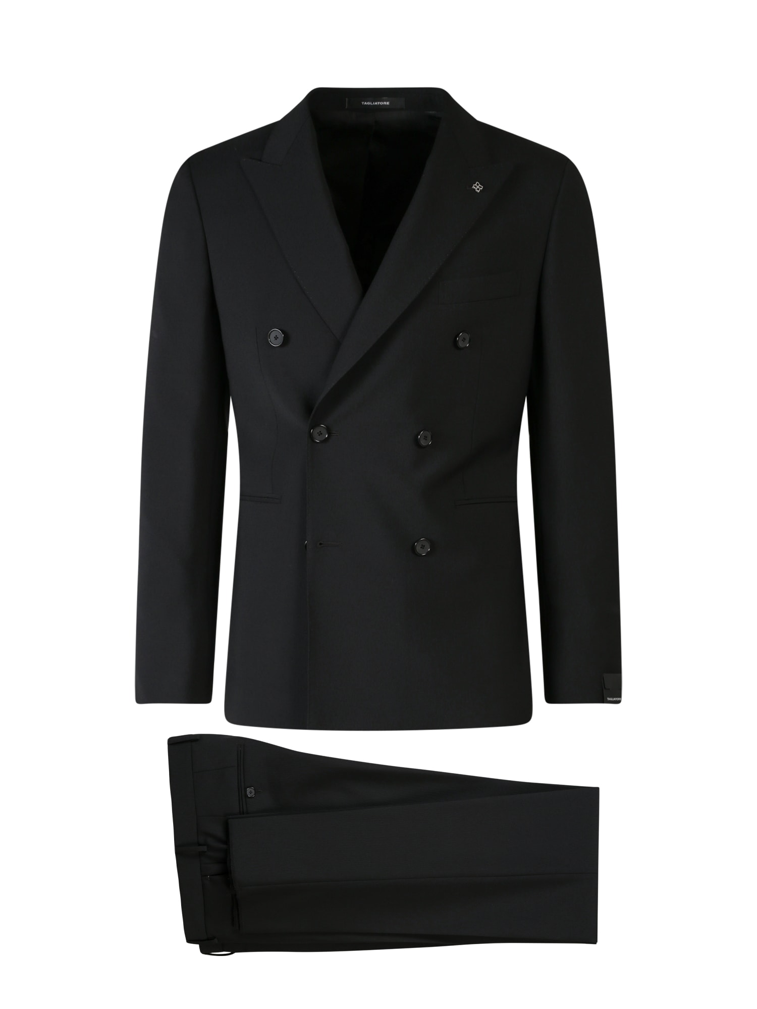 Tagliatore Double-breasted Dinner Suit In Black