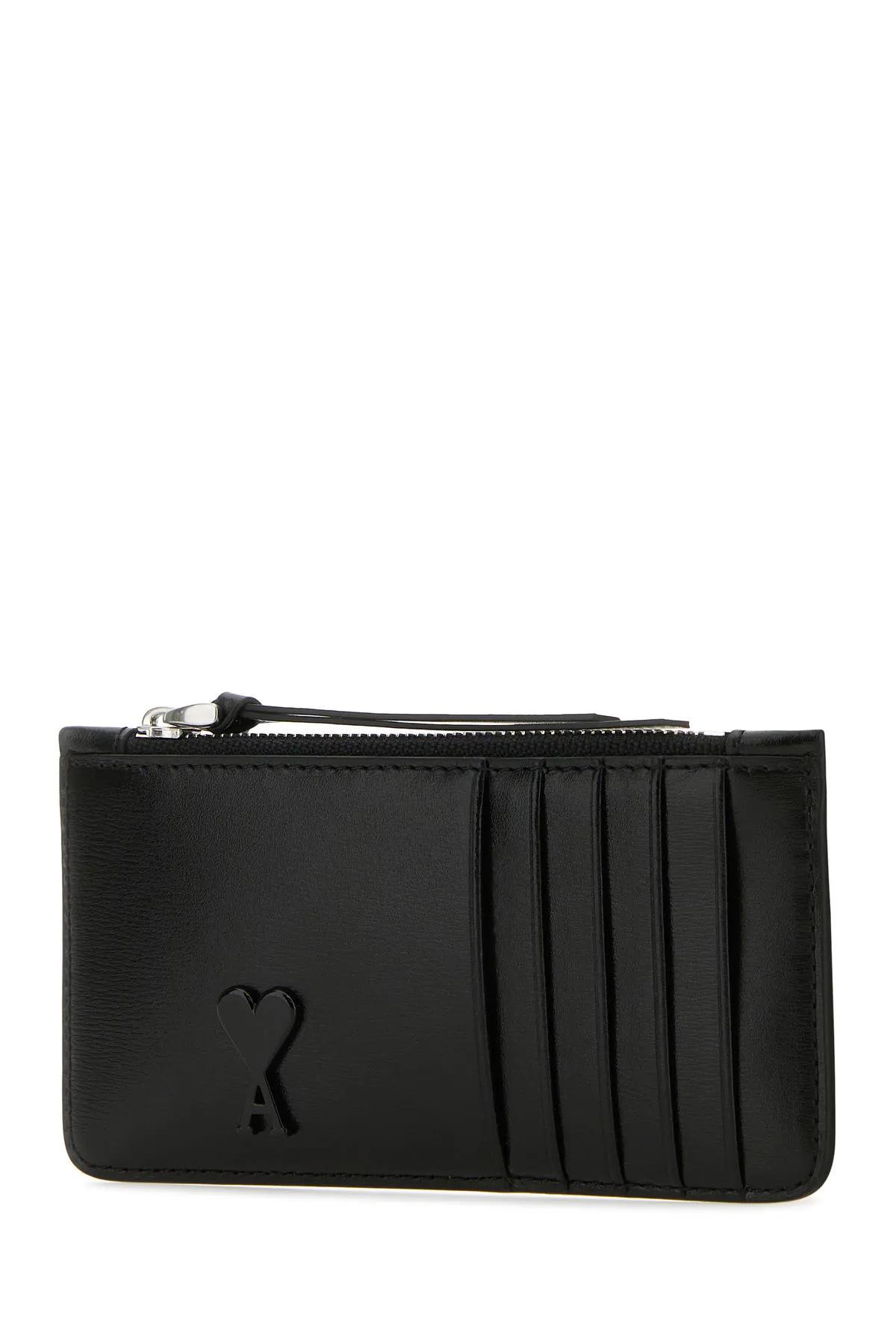 Shop Ami Alexandre Mattiussi Black Leather Card Holder