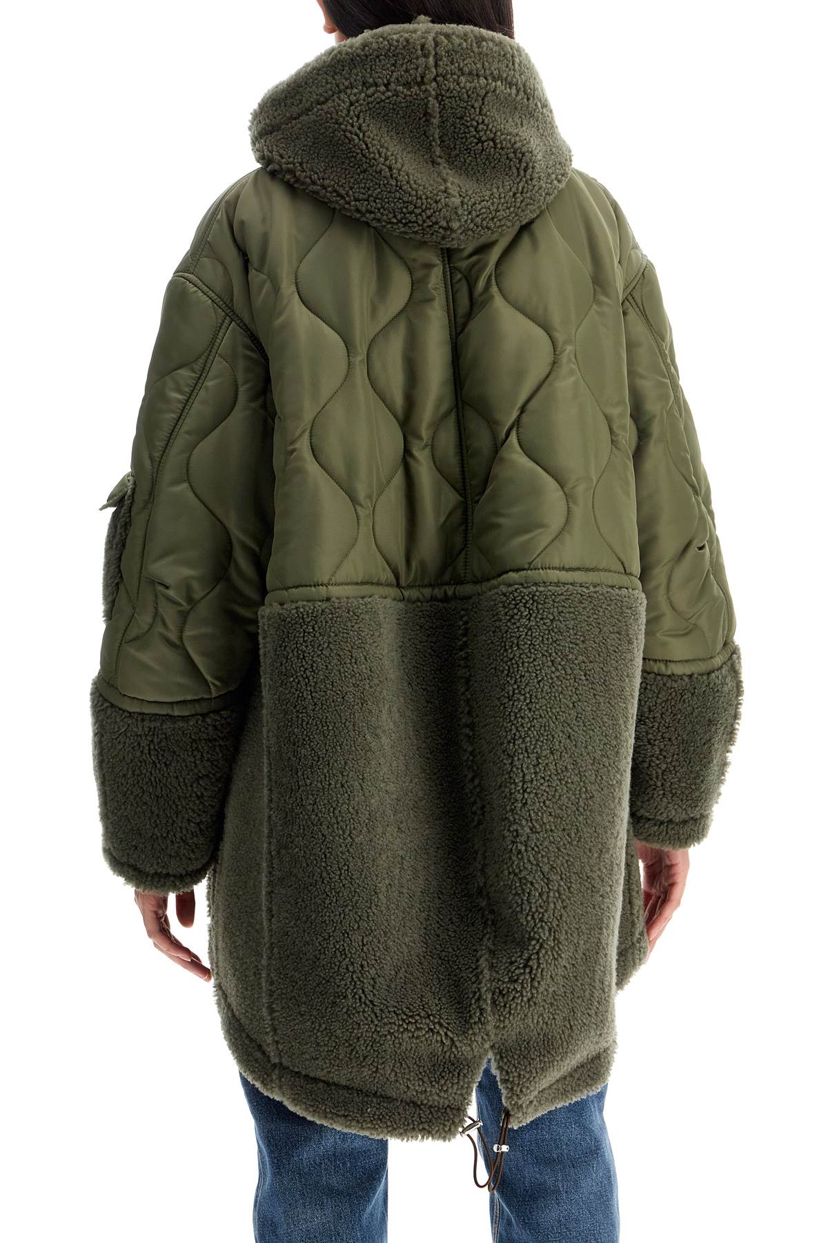 Shop Blancha Shearling And Nylon Parka In Militare (green)