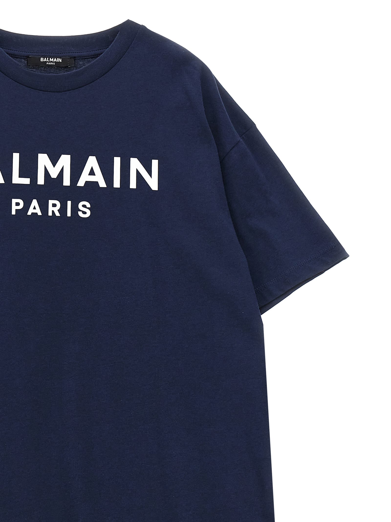 Shop Balmain Logo T-shirt In Air Force Blue