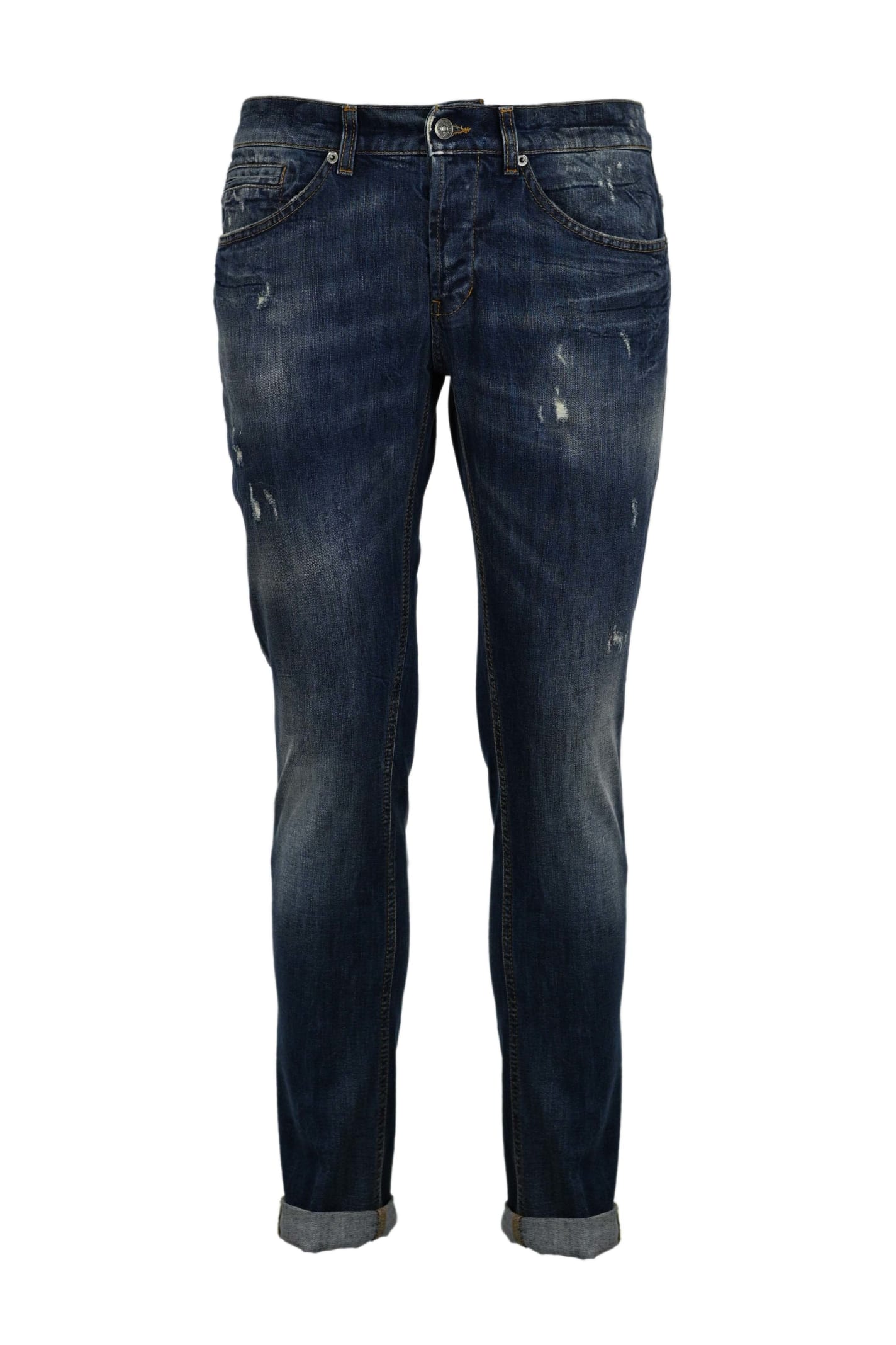 Dondup Chris Tapered Jeans In Blue Stretch Denim