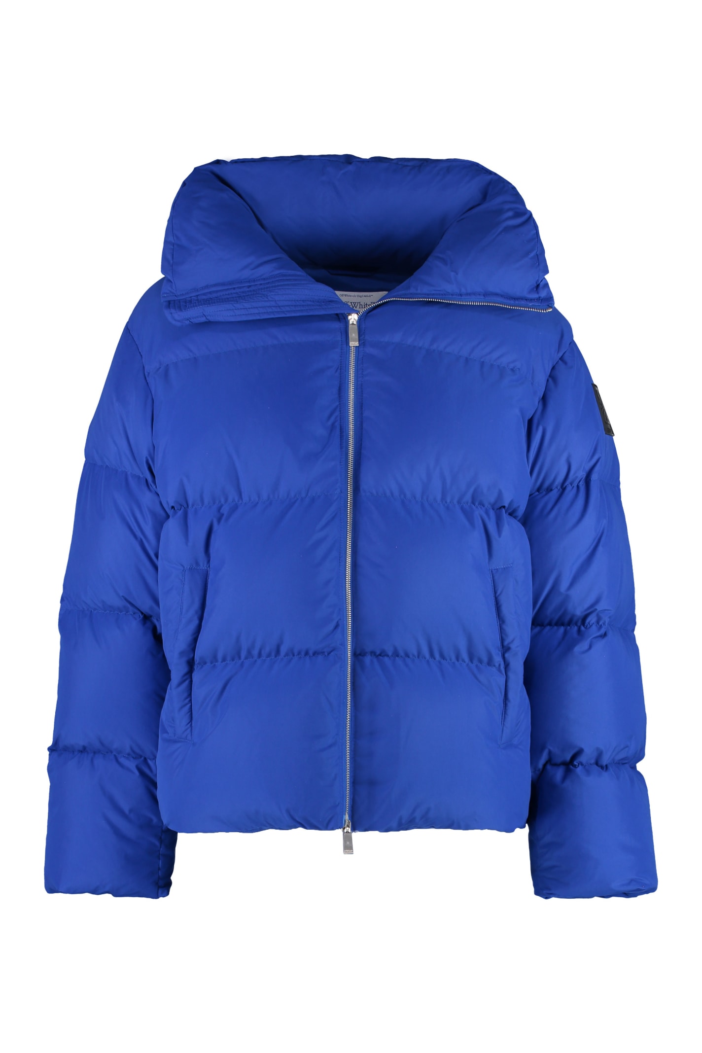 Shop Off-white Hooded Full-zip Down Jacket In Blue