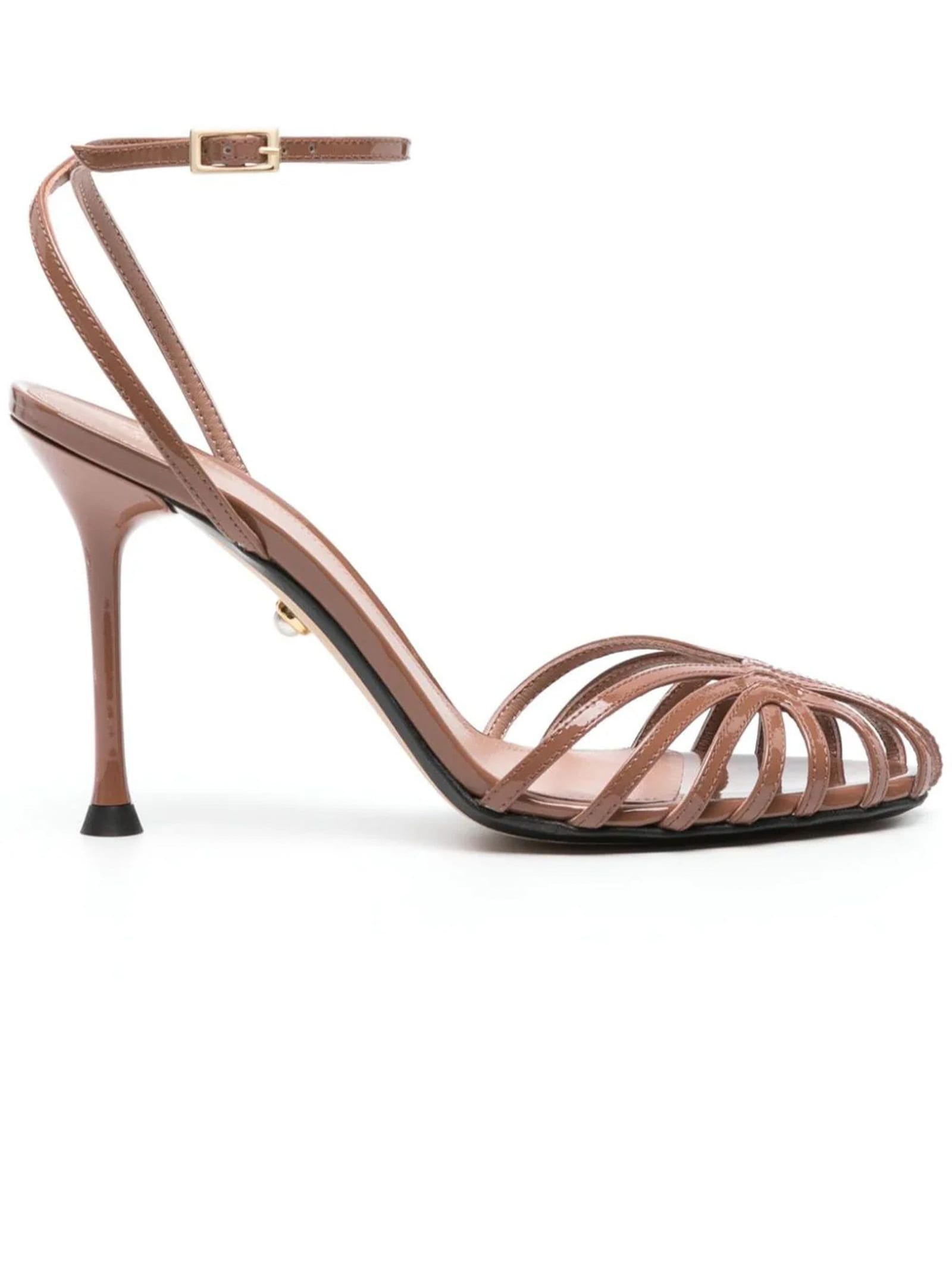 ALEVÌ CHOCOLATE BROWN CALF LEATHER SANDALS