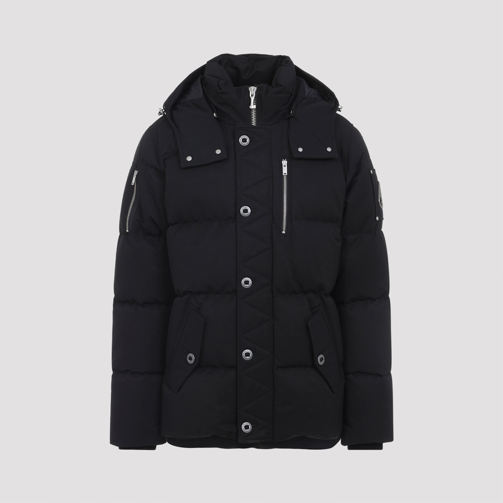 Moose Knuckles Quilted Hooded Jackets Removable Hood In Black
