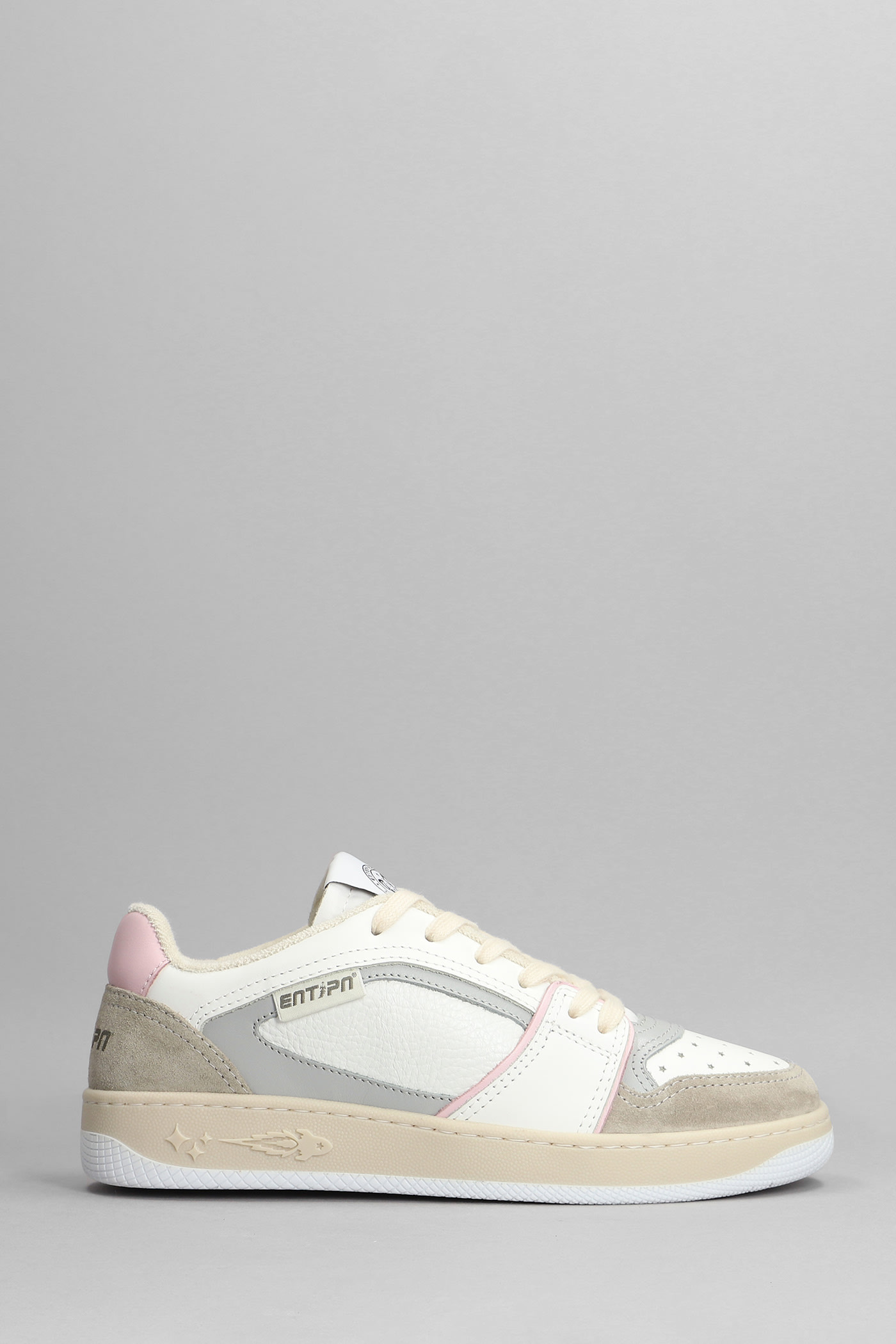 ENTERPRISE JAPAN TAG SNEAKERS IN BEIGE SUEDE AND LEATHER
