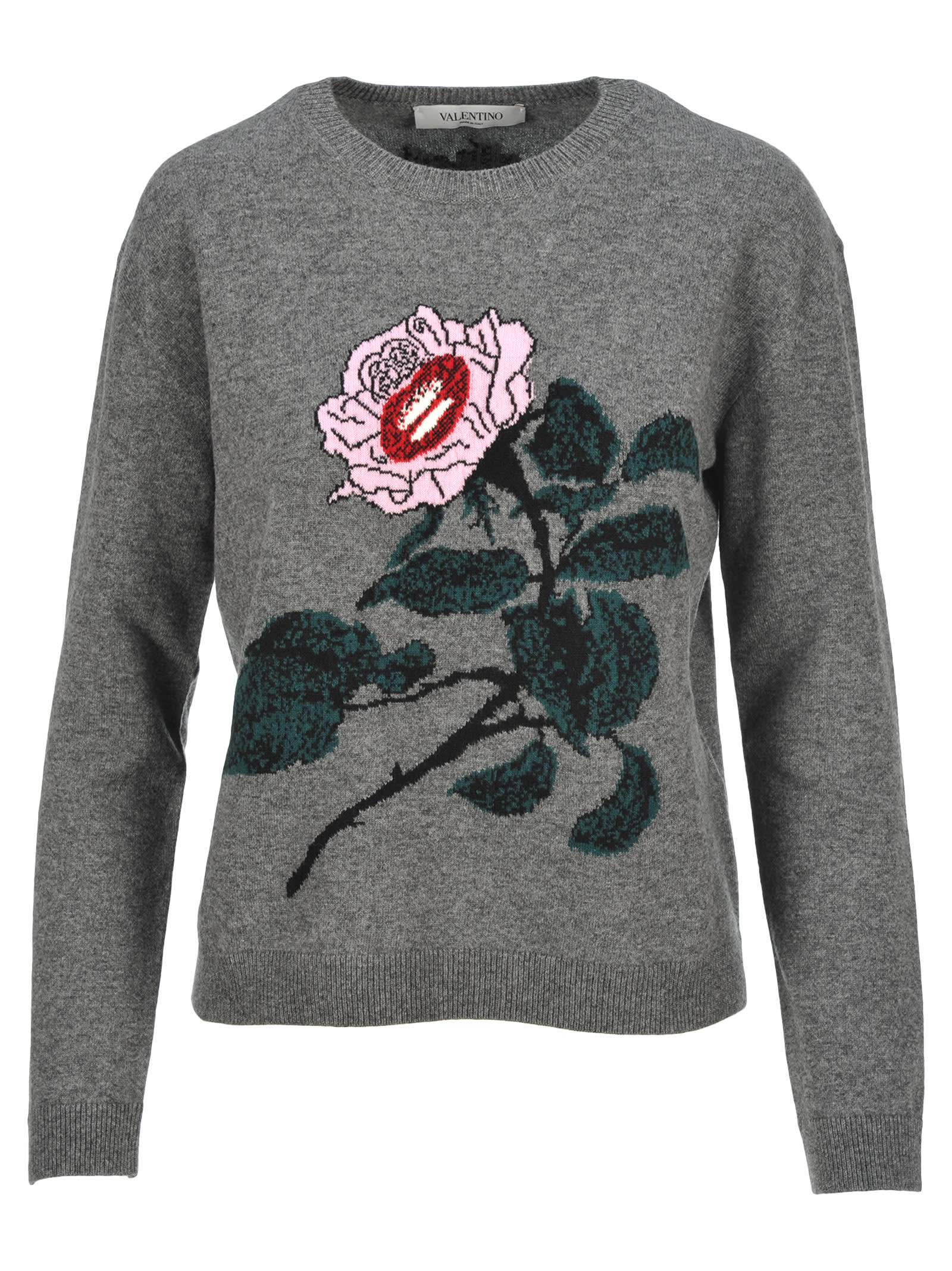 VALENTINO ROSE EMBROIDERED SWEATER,11048382