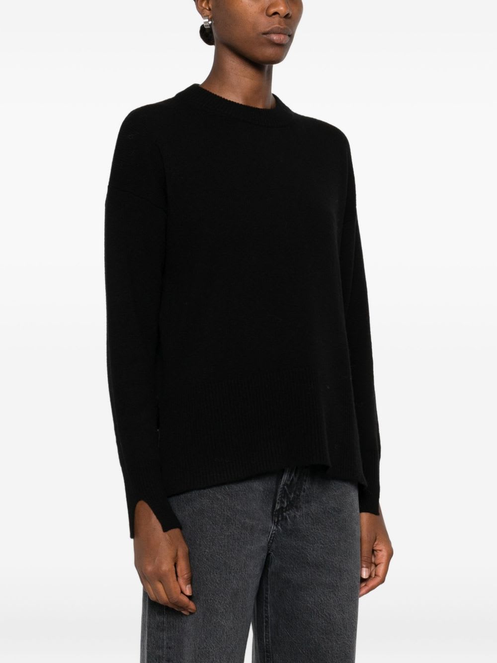 Roberto Collina Black Long-sleeved Sweater In Black