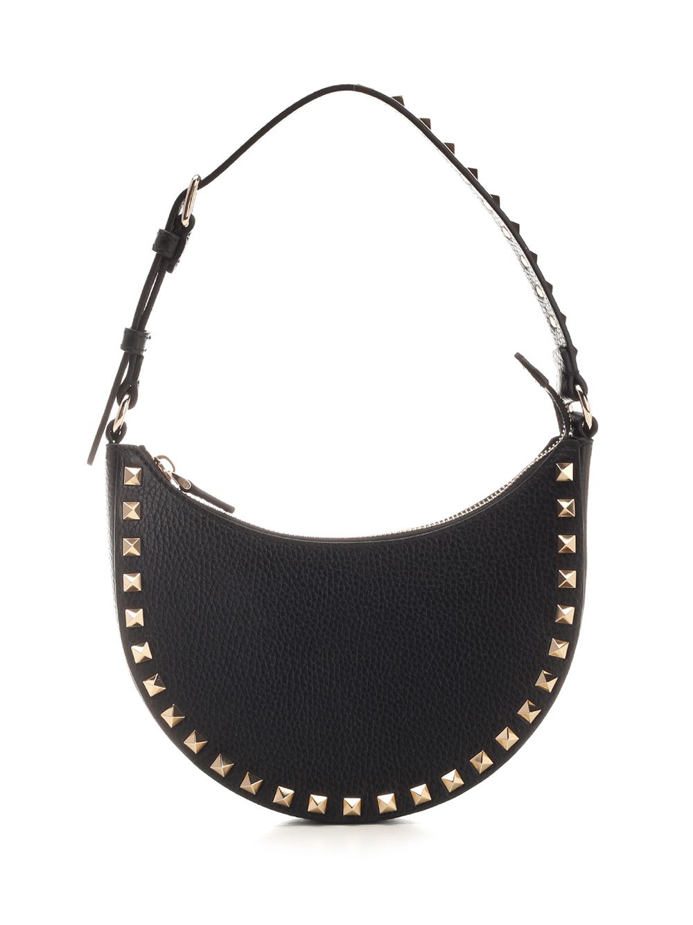 Valentino Mini Rockstud Calf Leather Hobo Bag In Black
