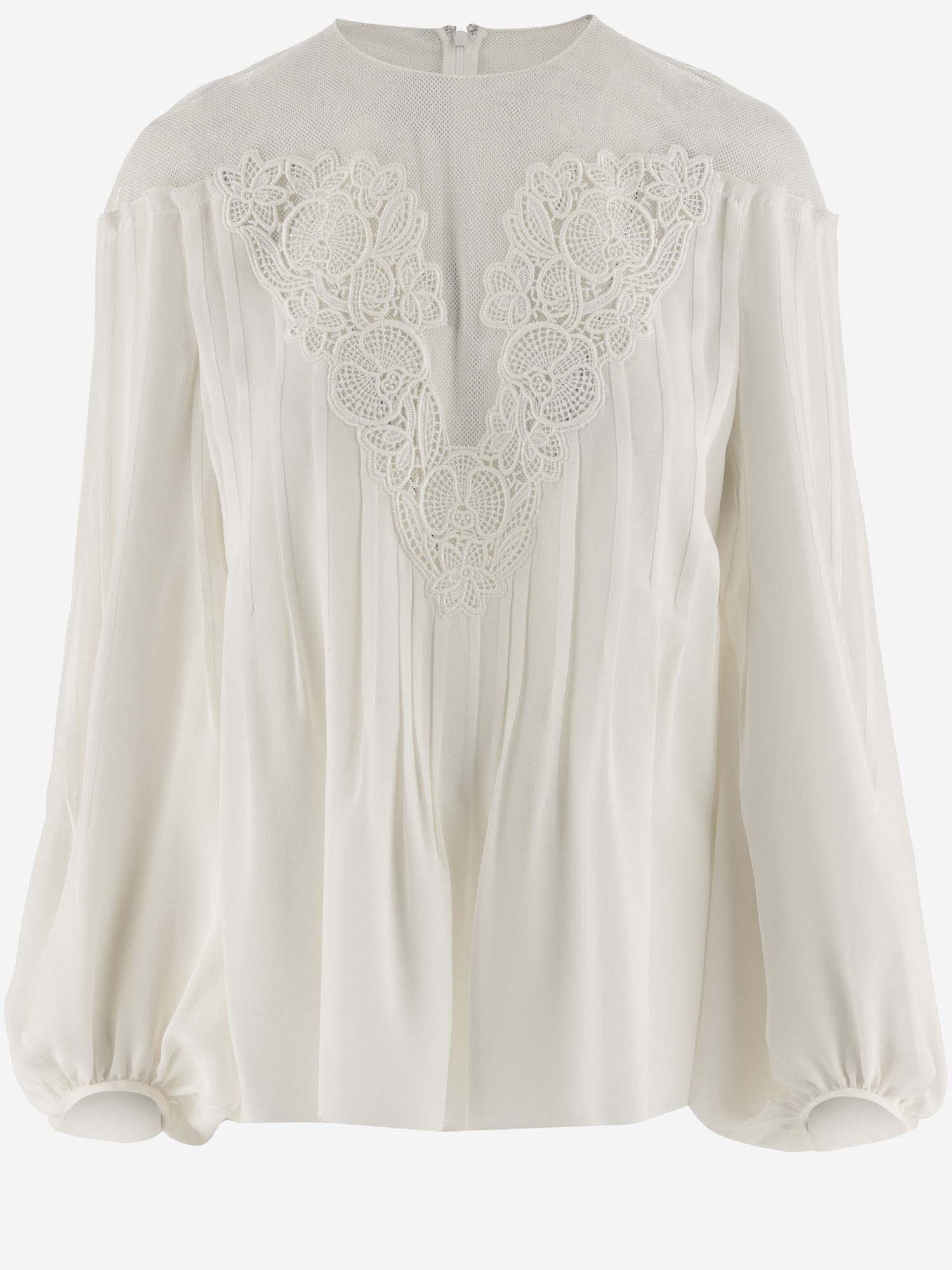 Chloé Silk Blouse With Embroidery In White