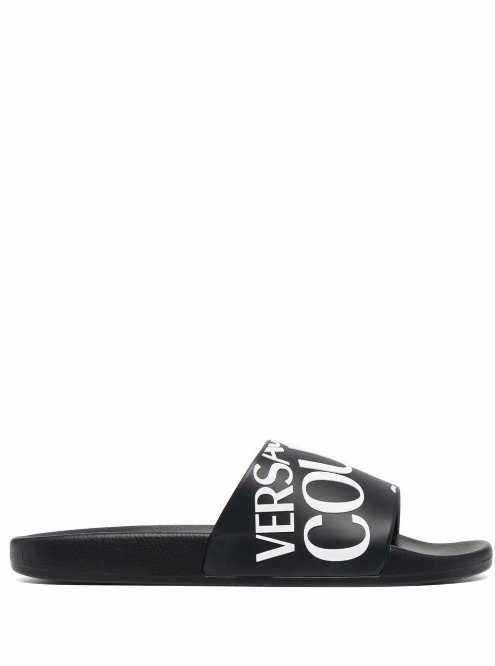 Versace Jeans Couture Mens Black Rubber Slide Sandals
