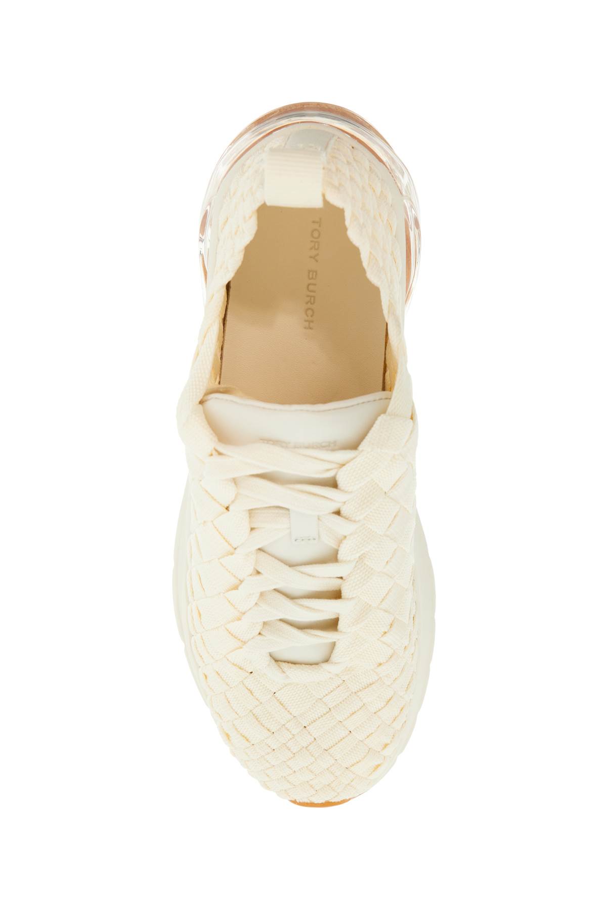 Tory Burch Good Luck Woven Trainer Sneakers In New Ivory