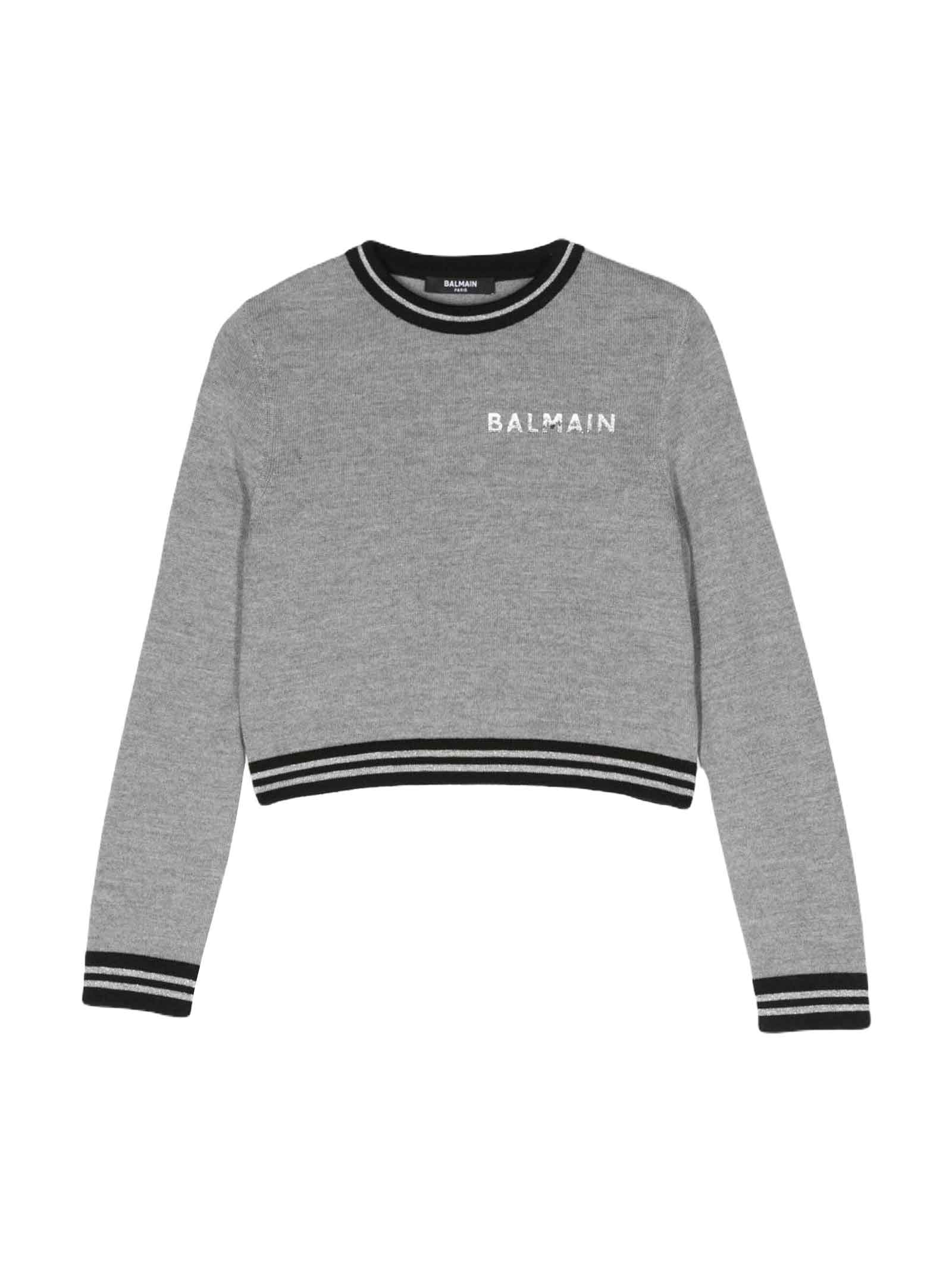 Shop Balmain Gray Sweater Girl . In Grigio