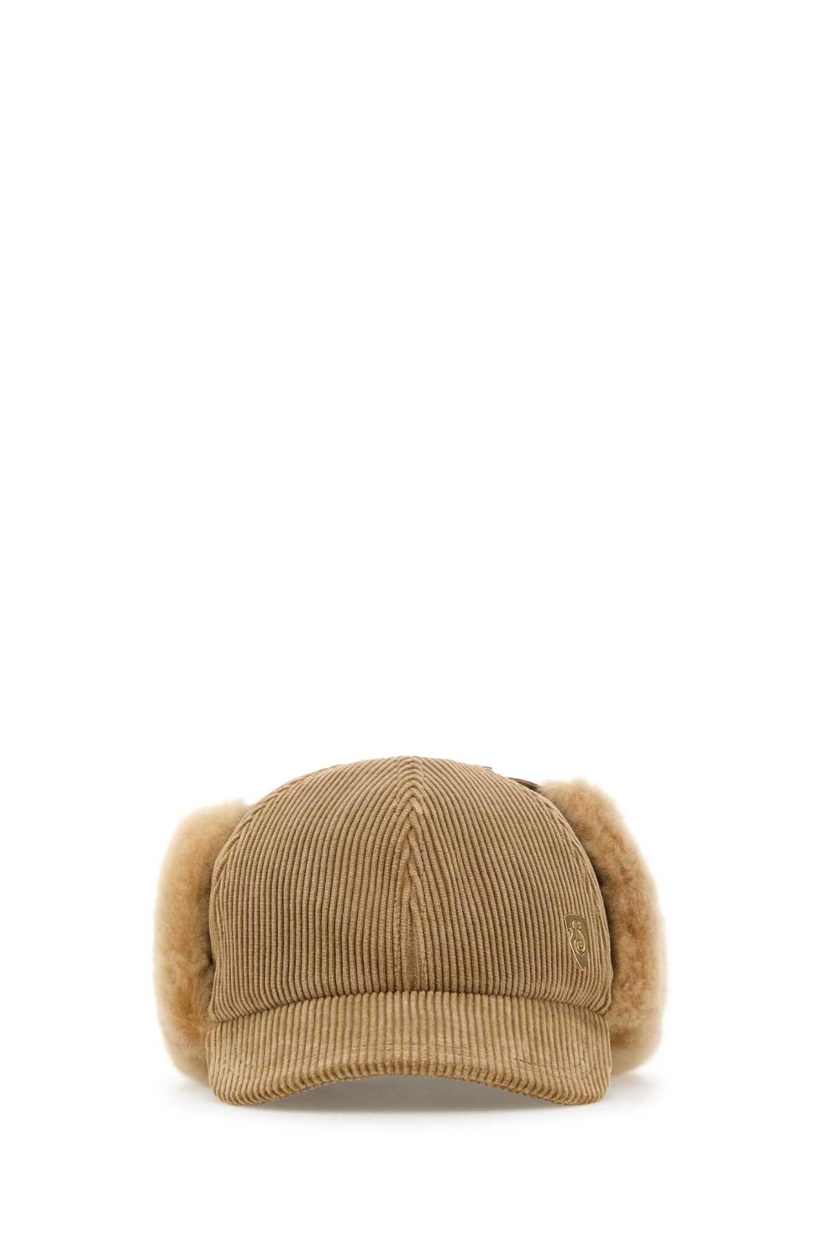 Shop Burberry Camel Corduroy Baseball Cap In Teddy