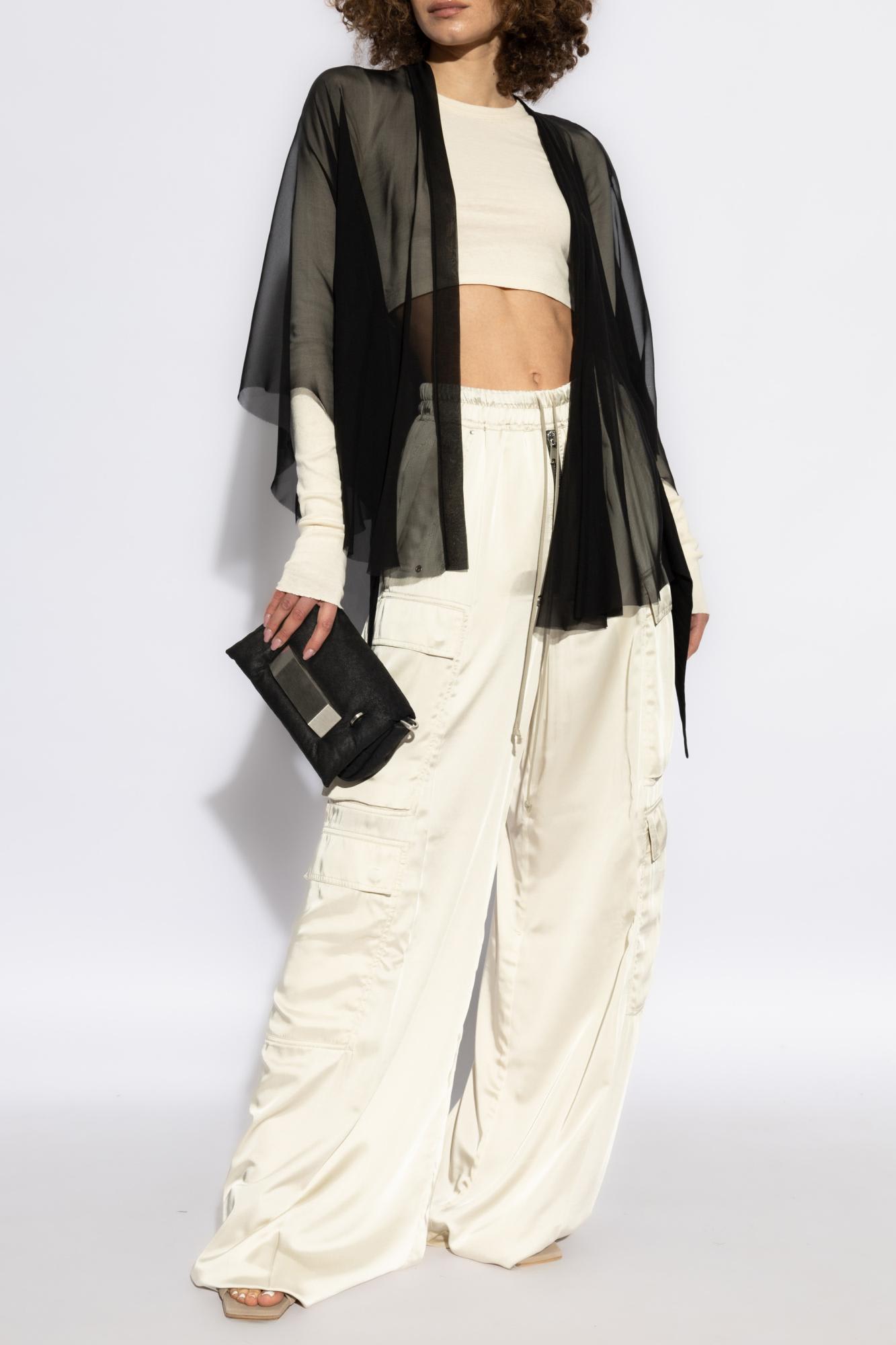Rick Owens Hollywood Ls Crop T In Nude & Neutrals