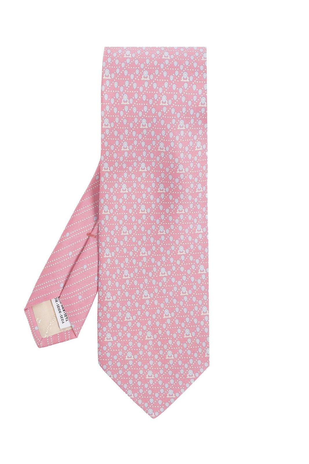 Shop Ferragamo Tag Prined Tie In Pink