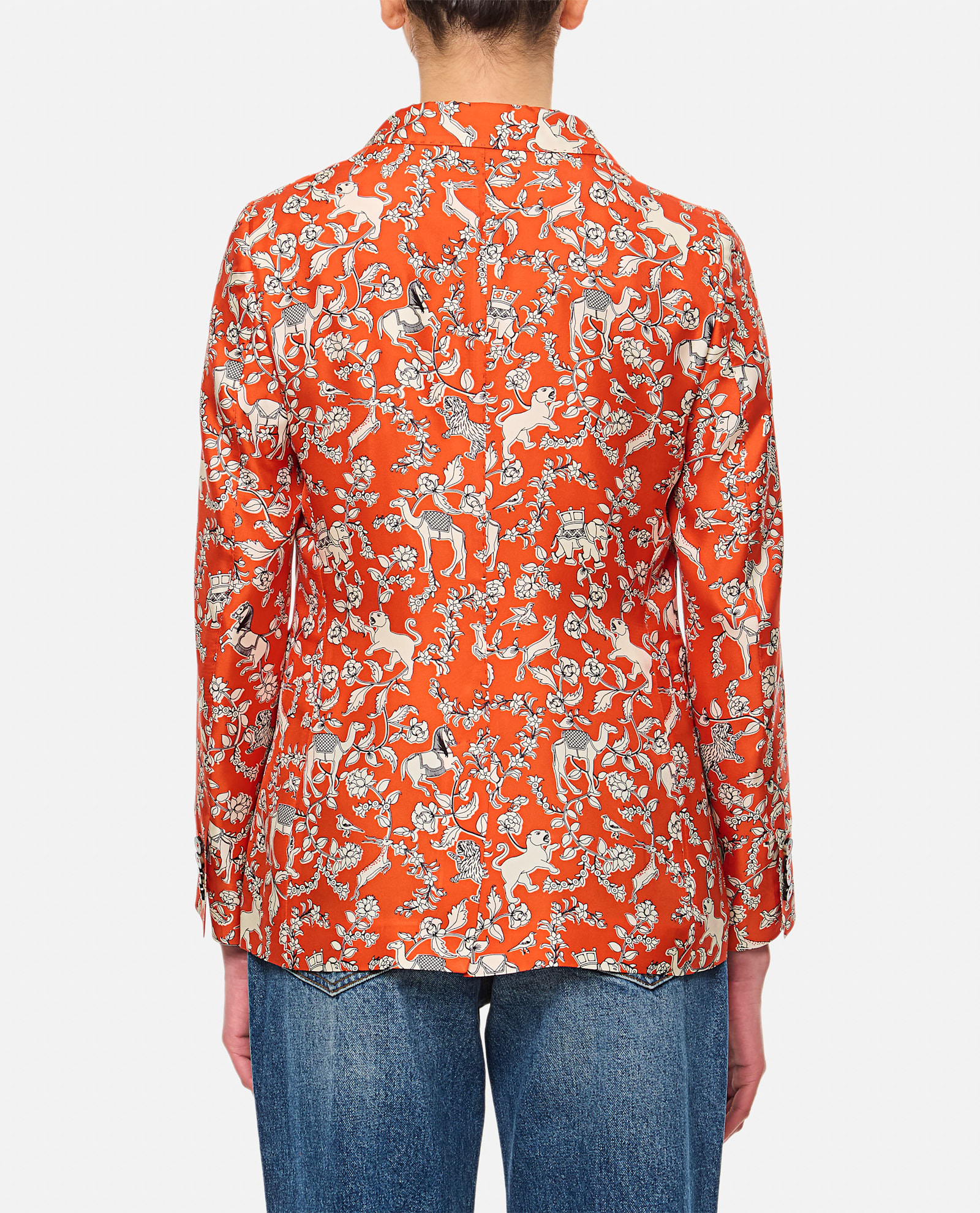 Alberto Biani Orange Patterned Double-breasted Jacket In Orange