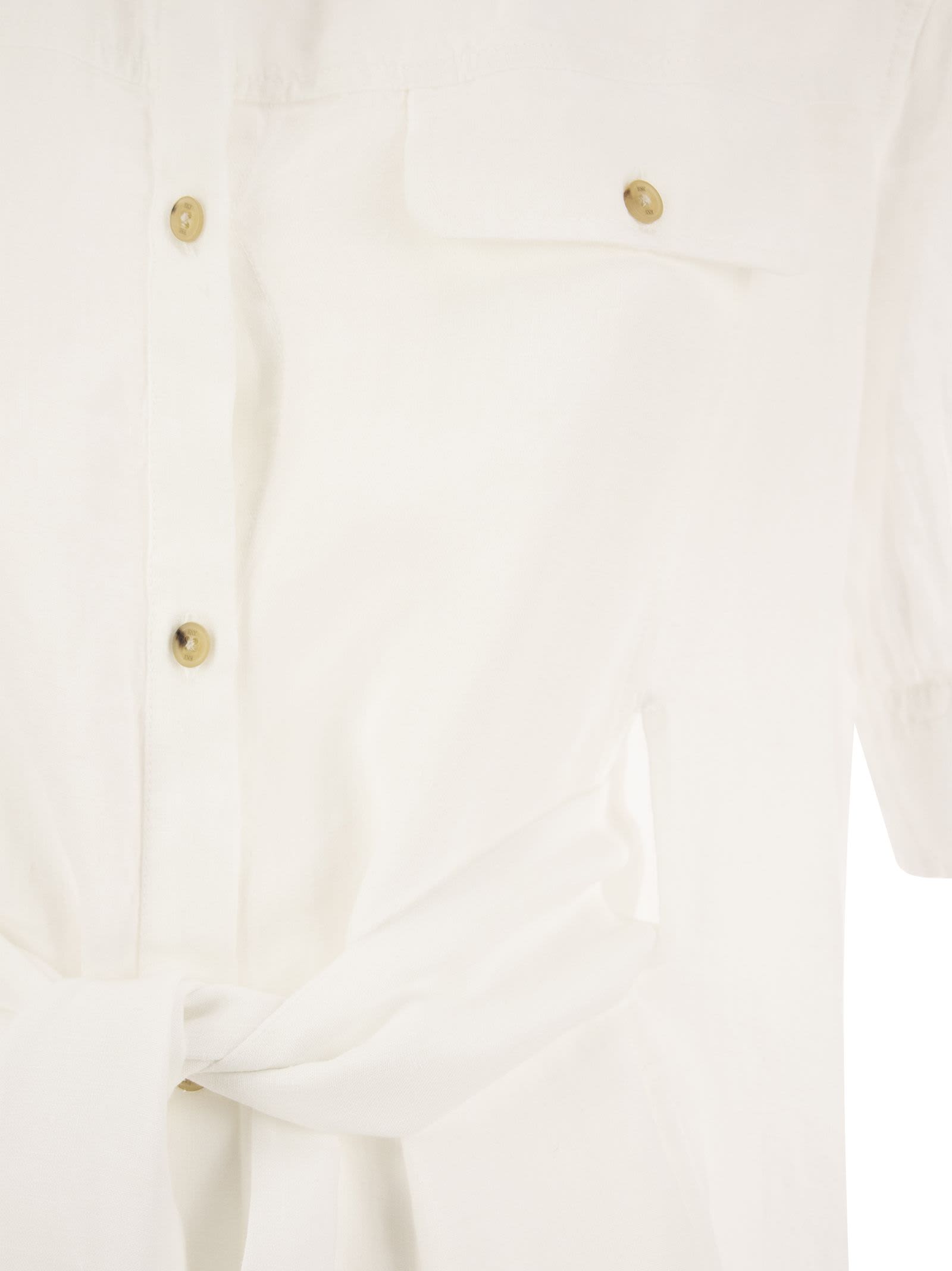 Shop Fay Linen Chemisier Dress In White