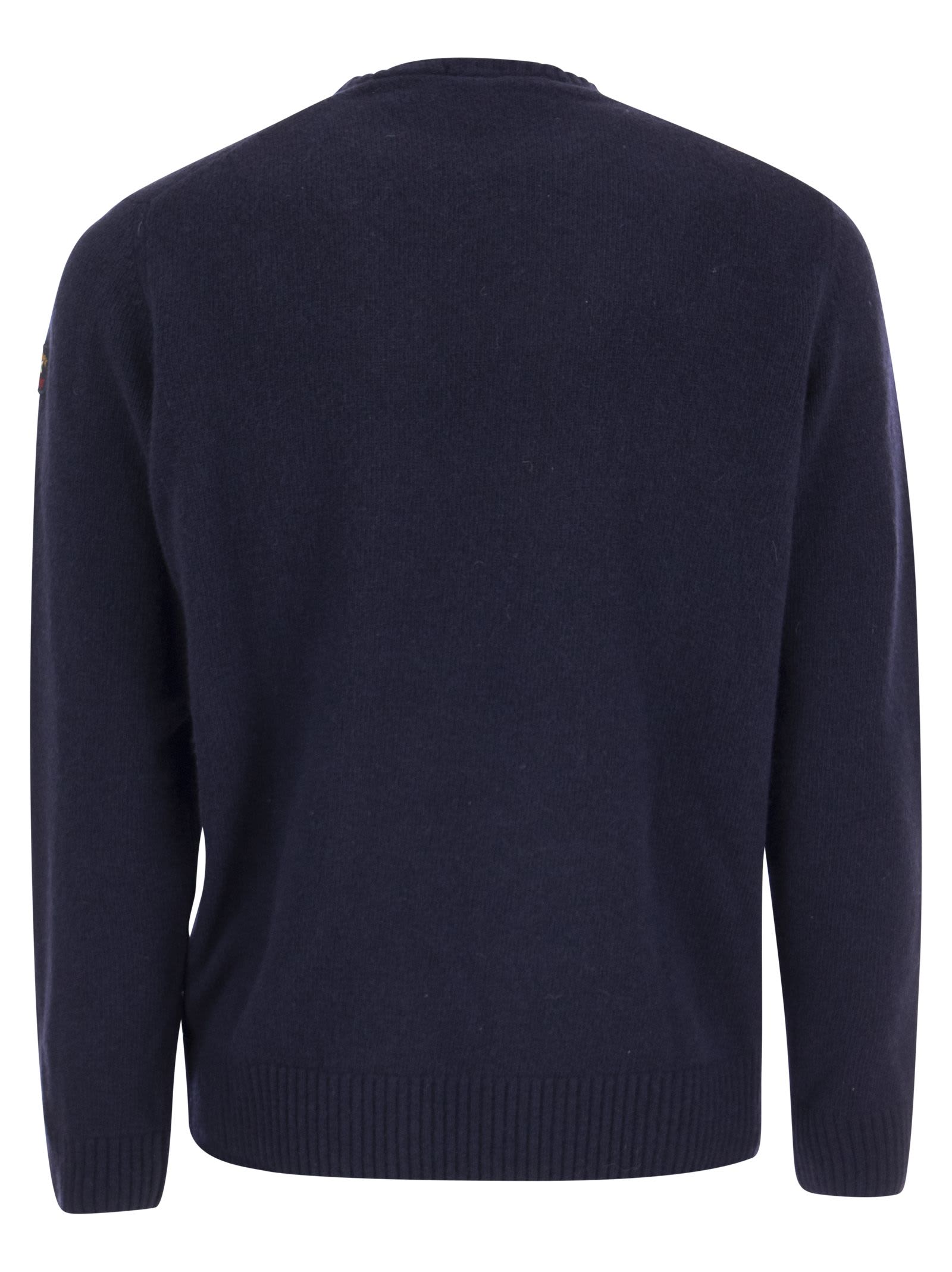 Shop Paul&amp;shark Wool Crew Neck With Arm Patch In Blue