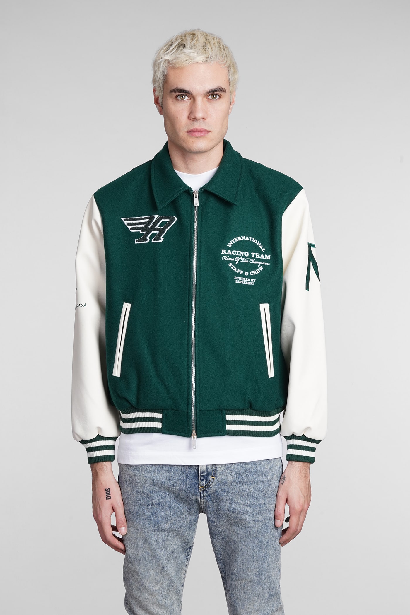 REPRESENT Casual Jacket In Green Wool