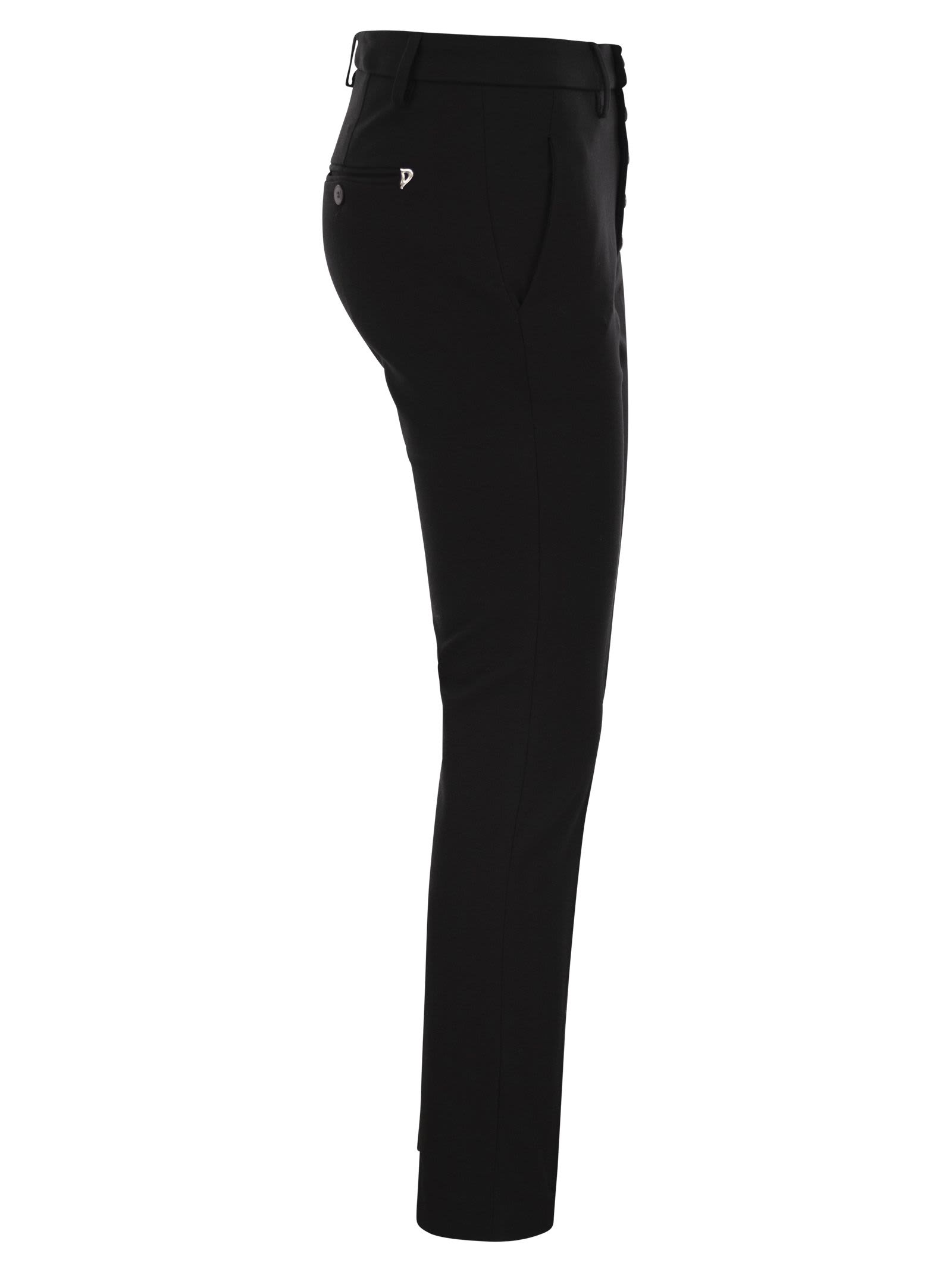 Dondup Single-row Buttoned Tapered Casual Pants In Black