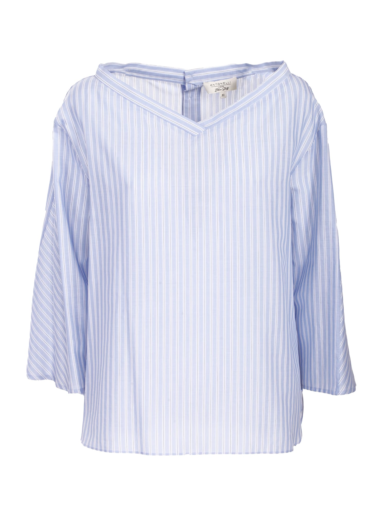 Antonelli white and light blue striped cotton shirt