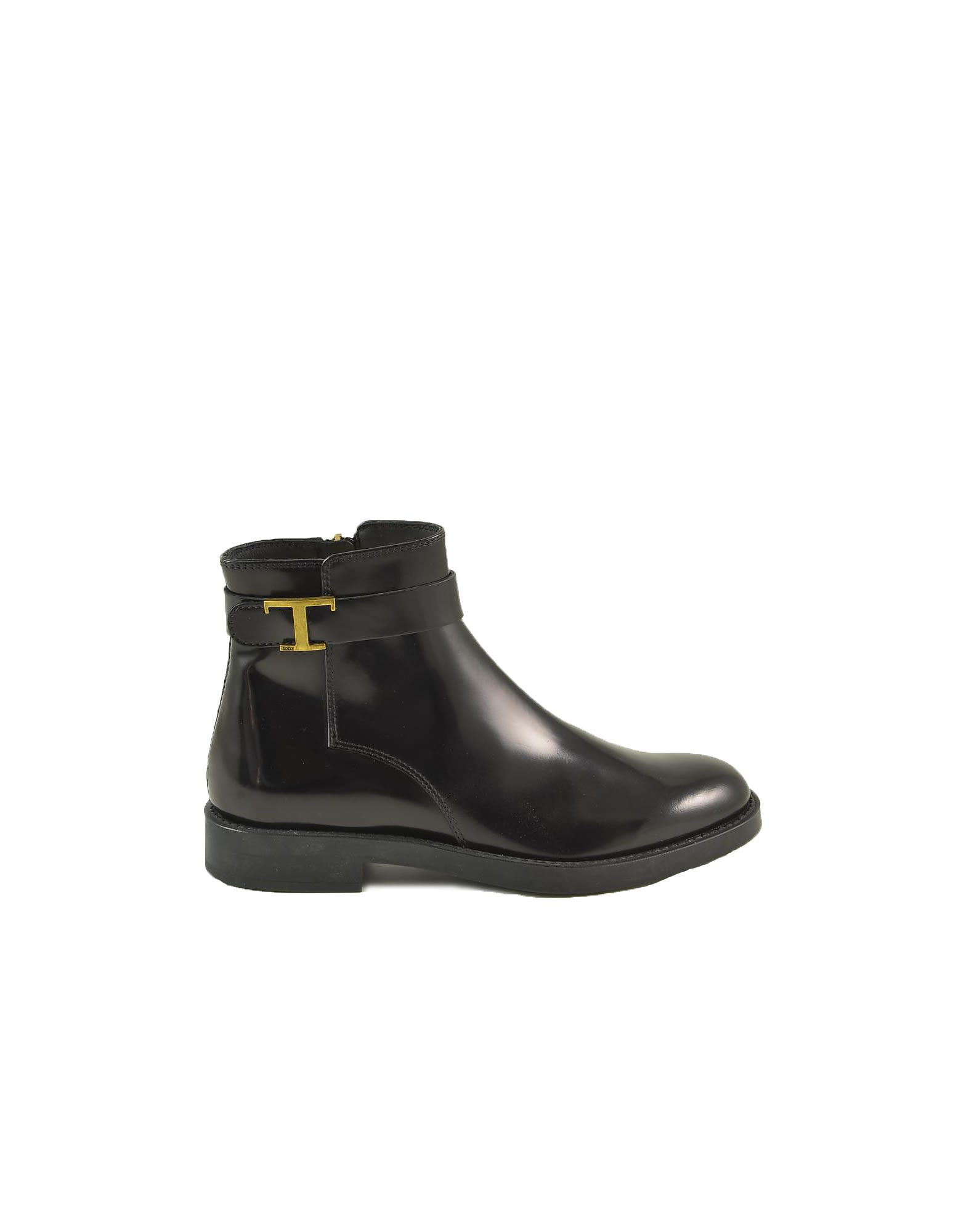 Tods Black Leather T Booties
