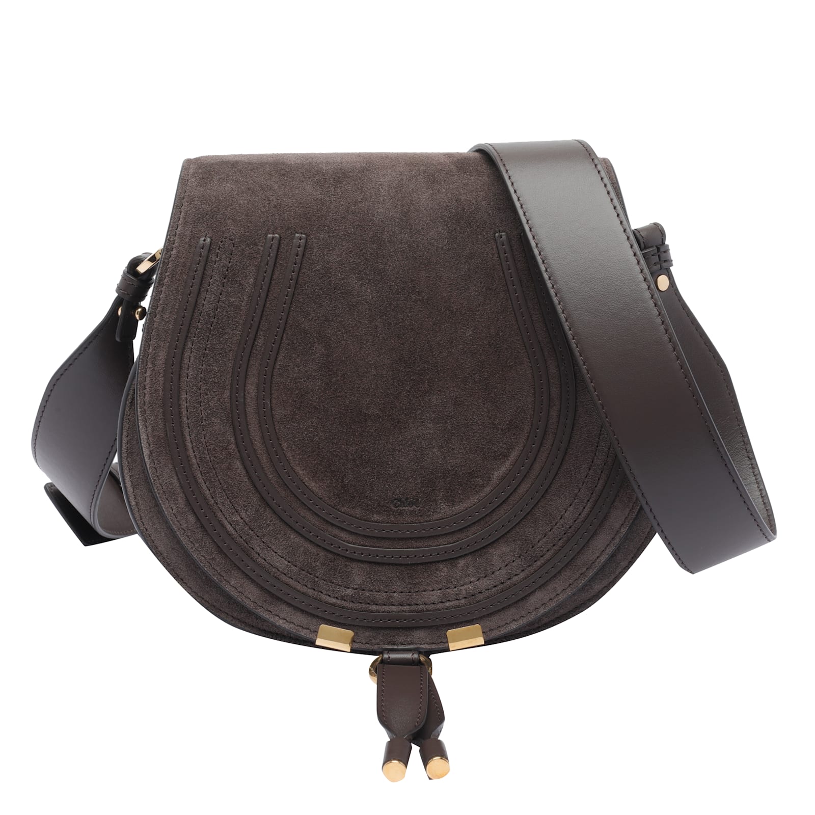 Chloé Saddle Shape Shoulder Bag With Suede Finish In Brown