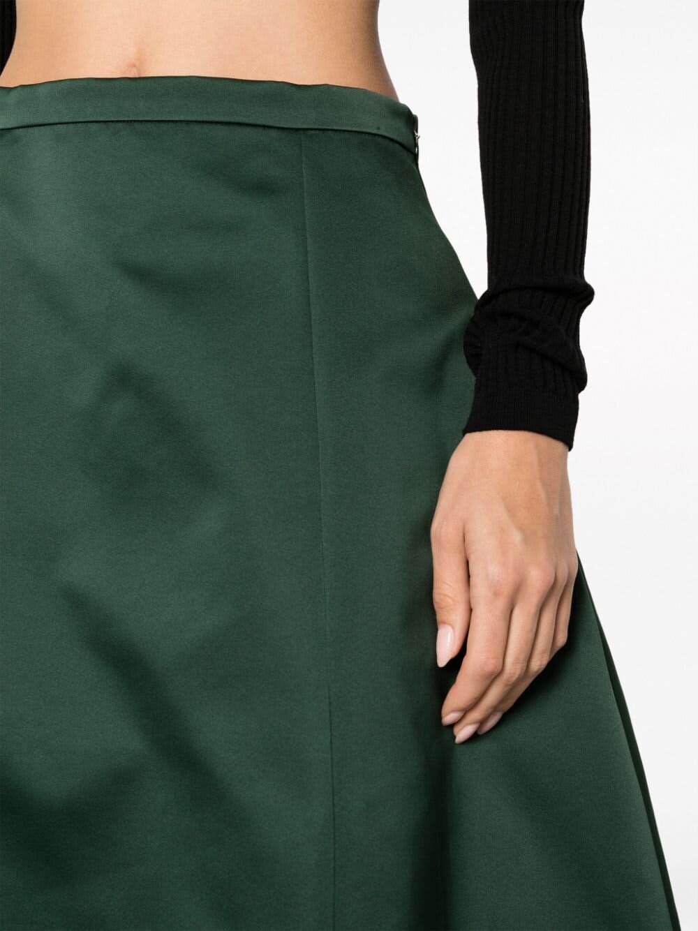 Shop Rochas Midi Skirt Duchesse In Dark Green