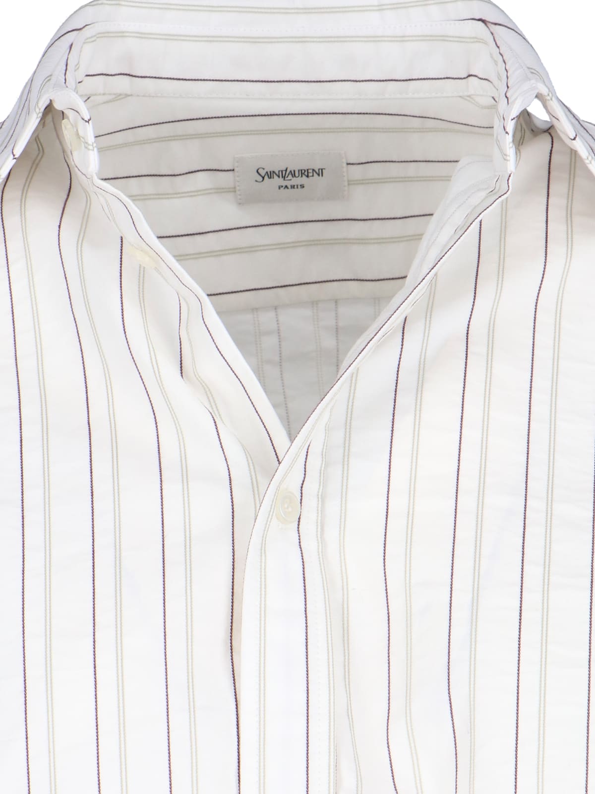 Saint Laurent Striped Cotton Shirt Curved Hem
