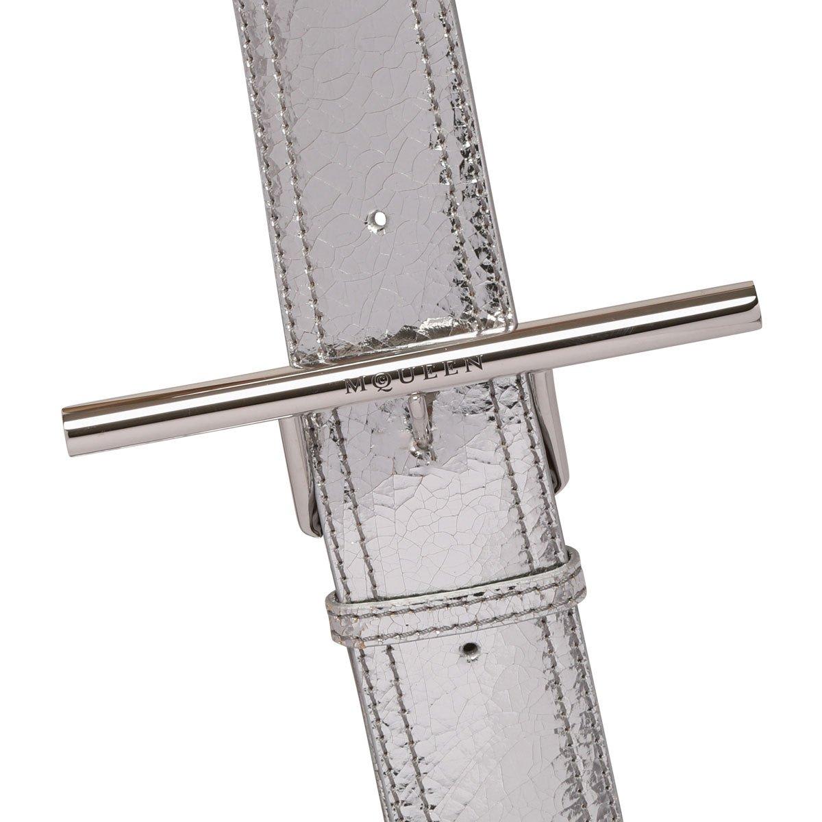 Alexander Mcqueen Sling T-bar Asimmetric Crossbody Bag In Silver