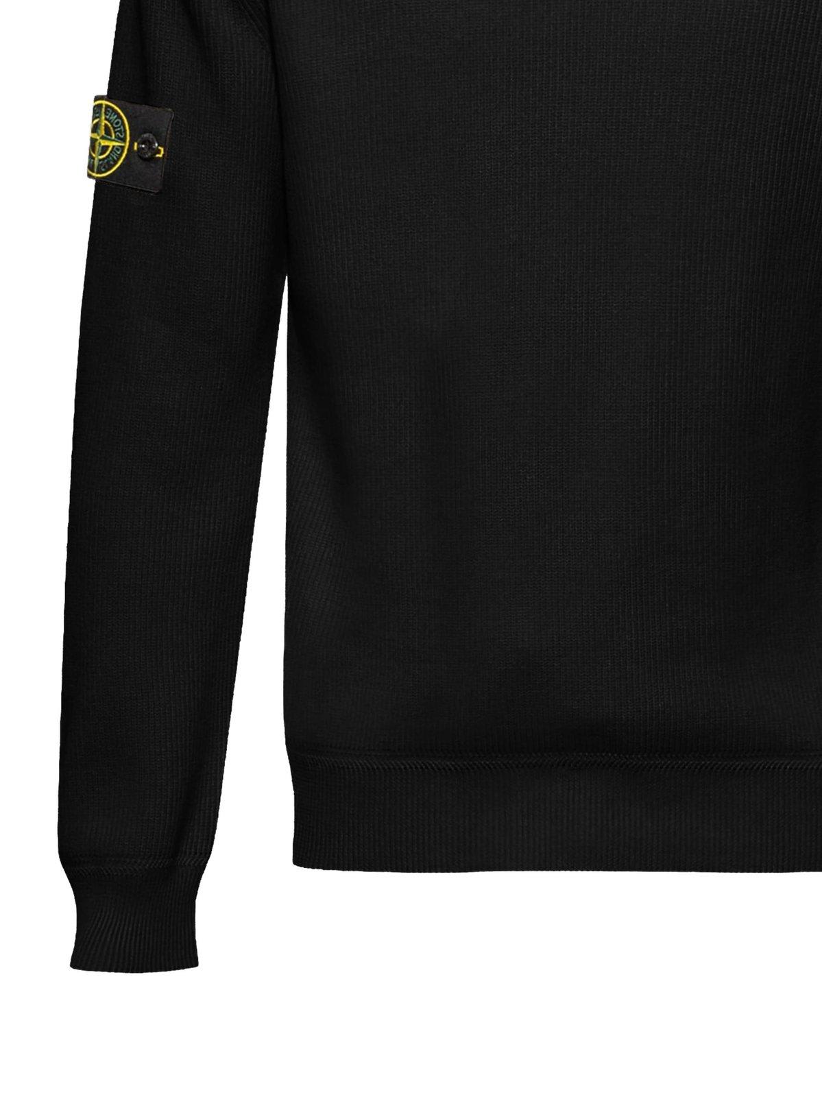 Shop Stone Island Compass-badge Crewneck Sweatshirt In Black