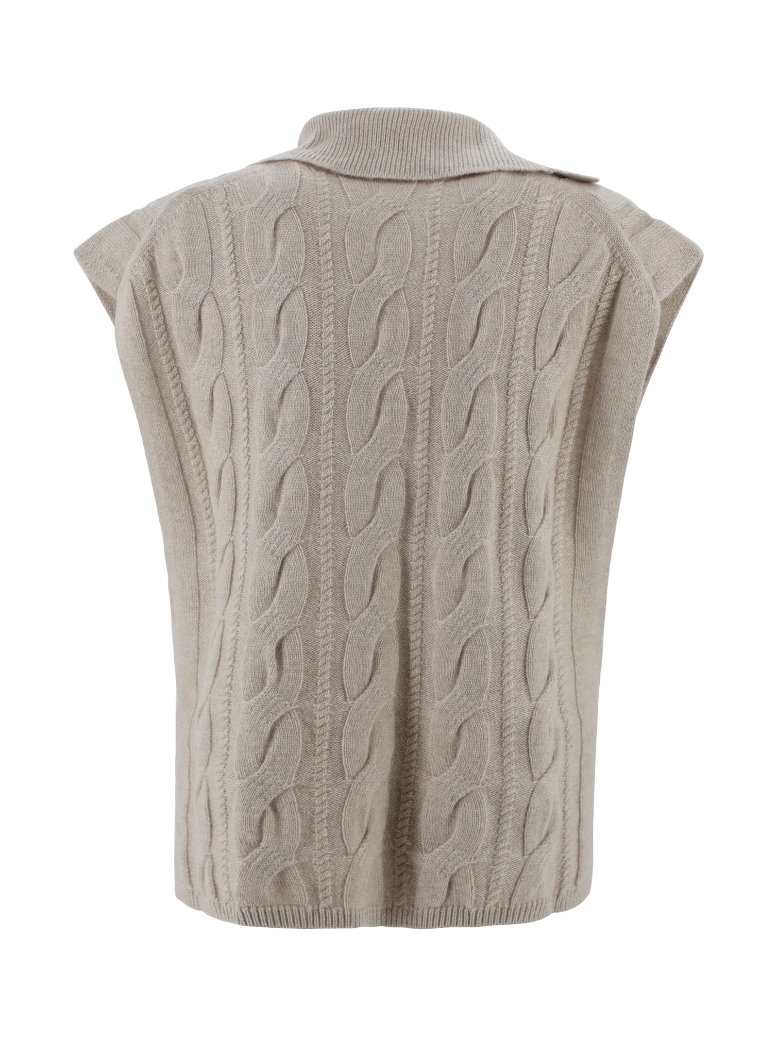 Max Mara Knitted Polo Shirt In Neutral