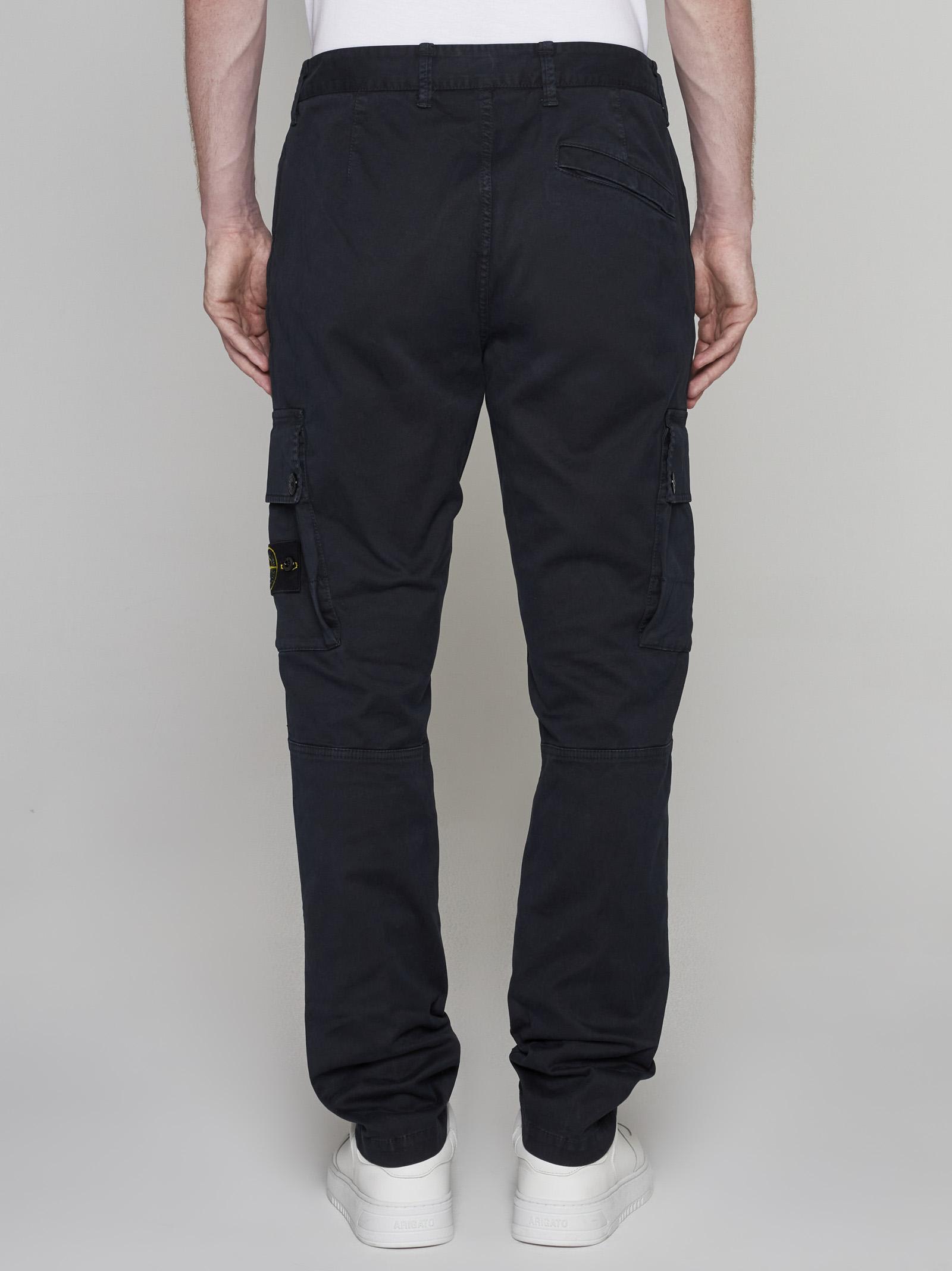 Shop Stone Island Stretch Cotton Slim Cargo Pants In Blue