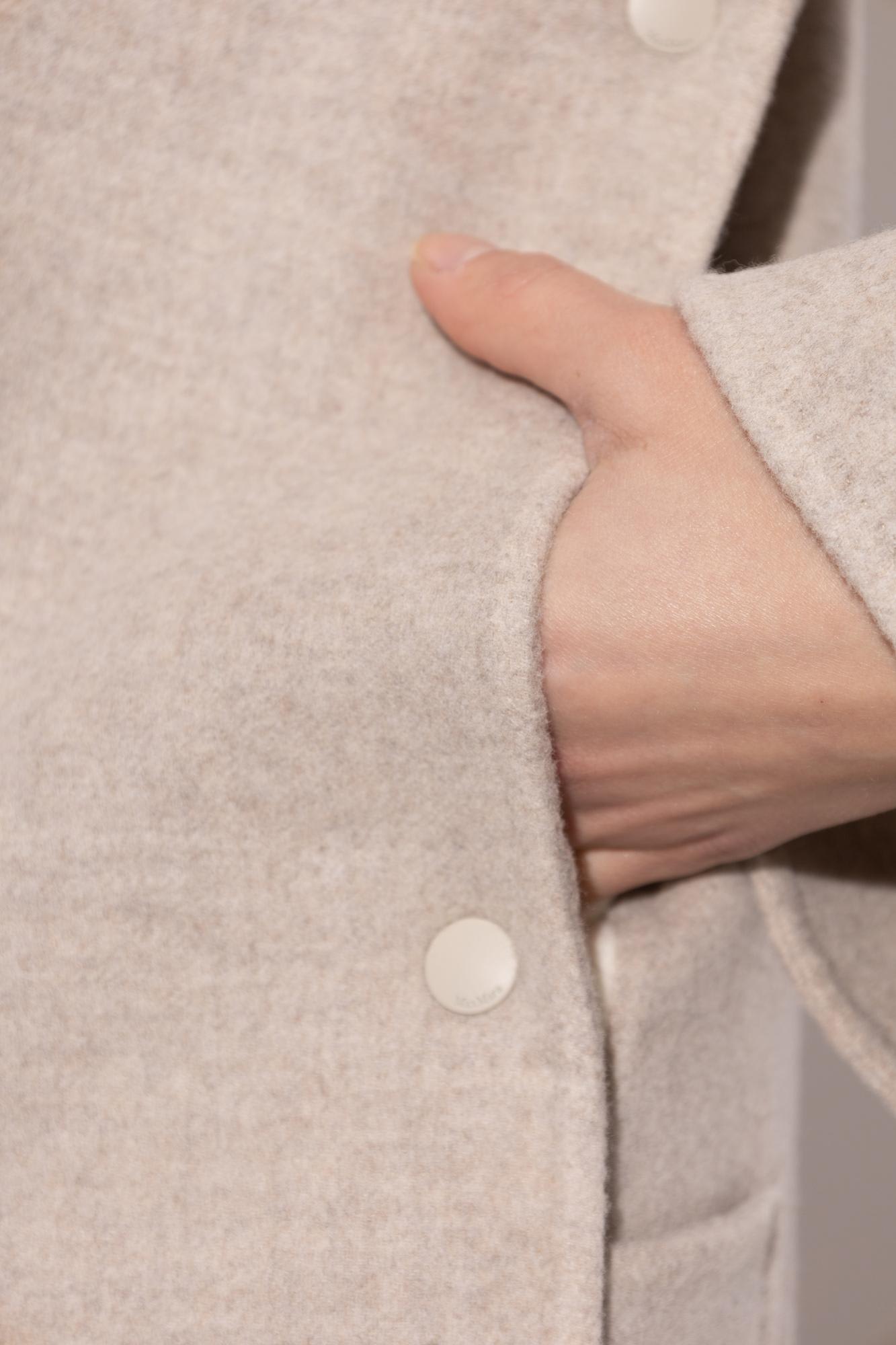 Max Mara Wool Blend Coat Lapel Contrasting In Grey