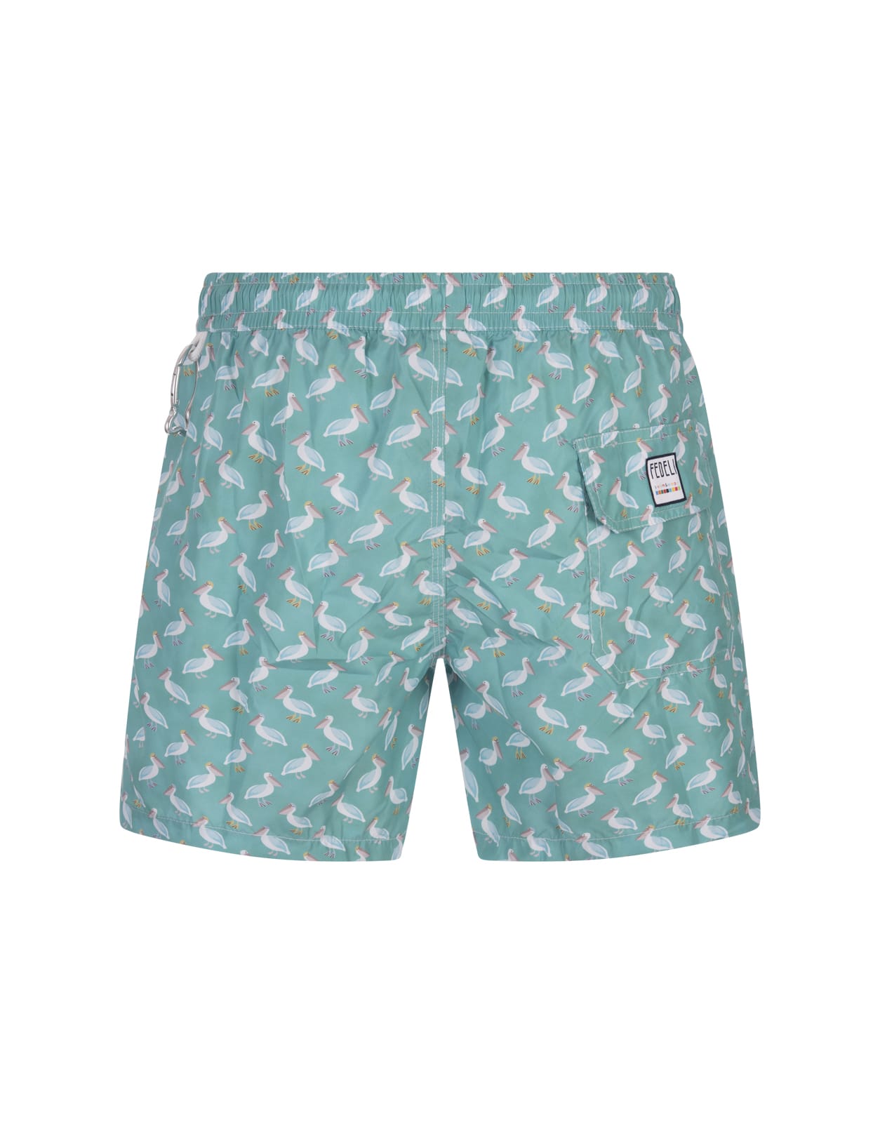 Shop Fedeli Green Pink Swim Shorts With Pelican Pattern