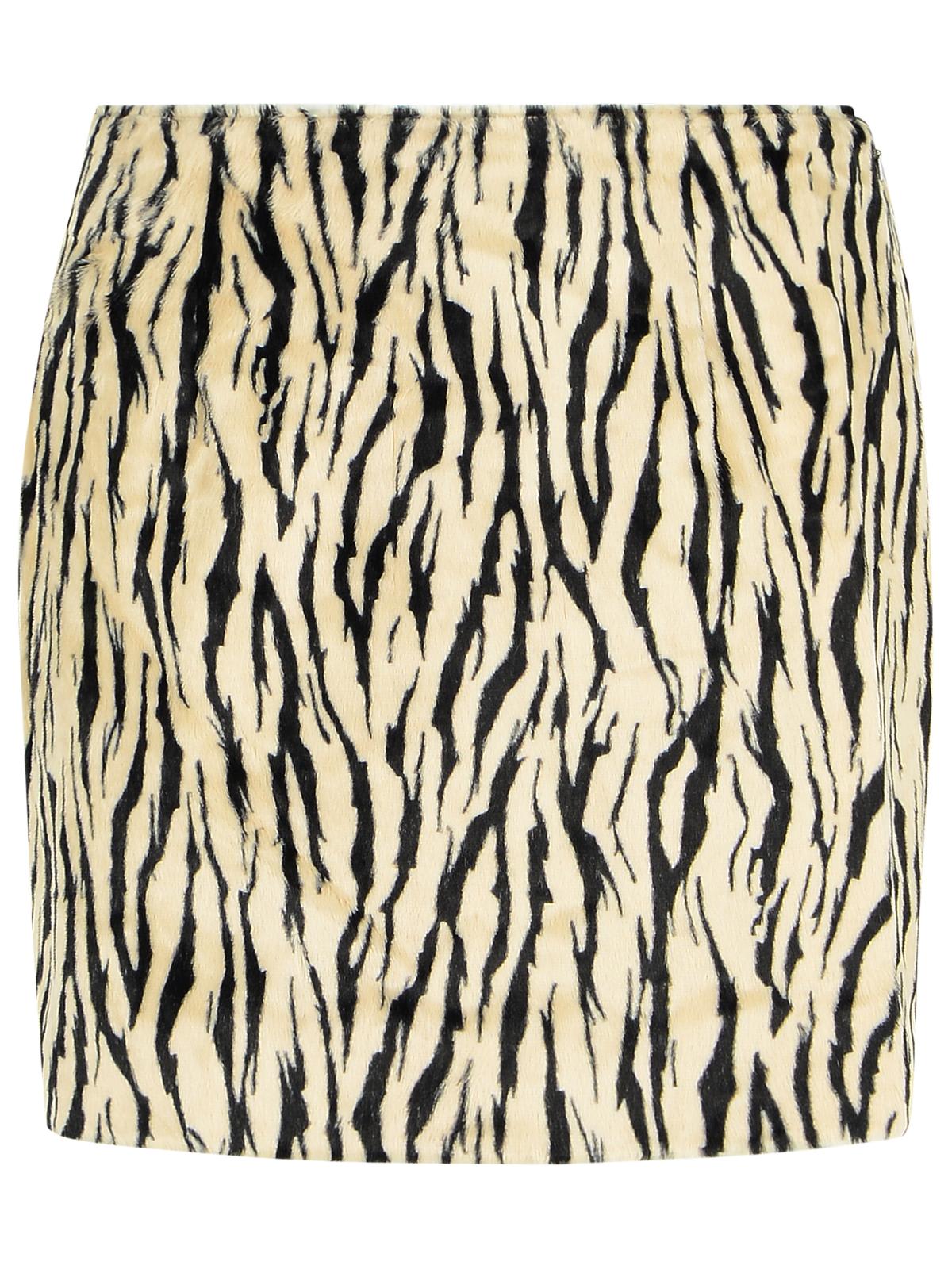 Rotate Birger Christensen Printed Faux Fur Skirt In Sand