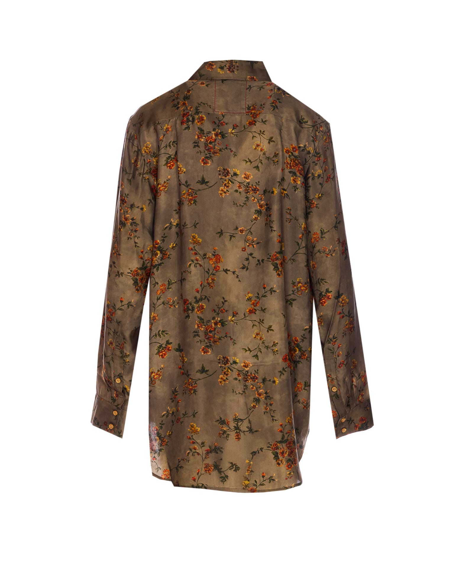 Uma Wang Floral Print Long Sleeve Top With Pocket In Green