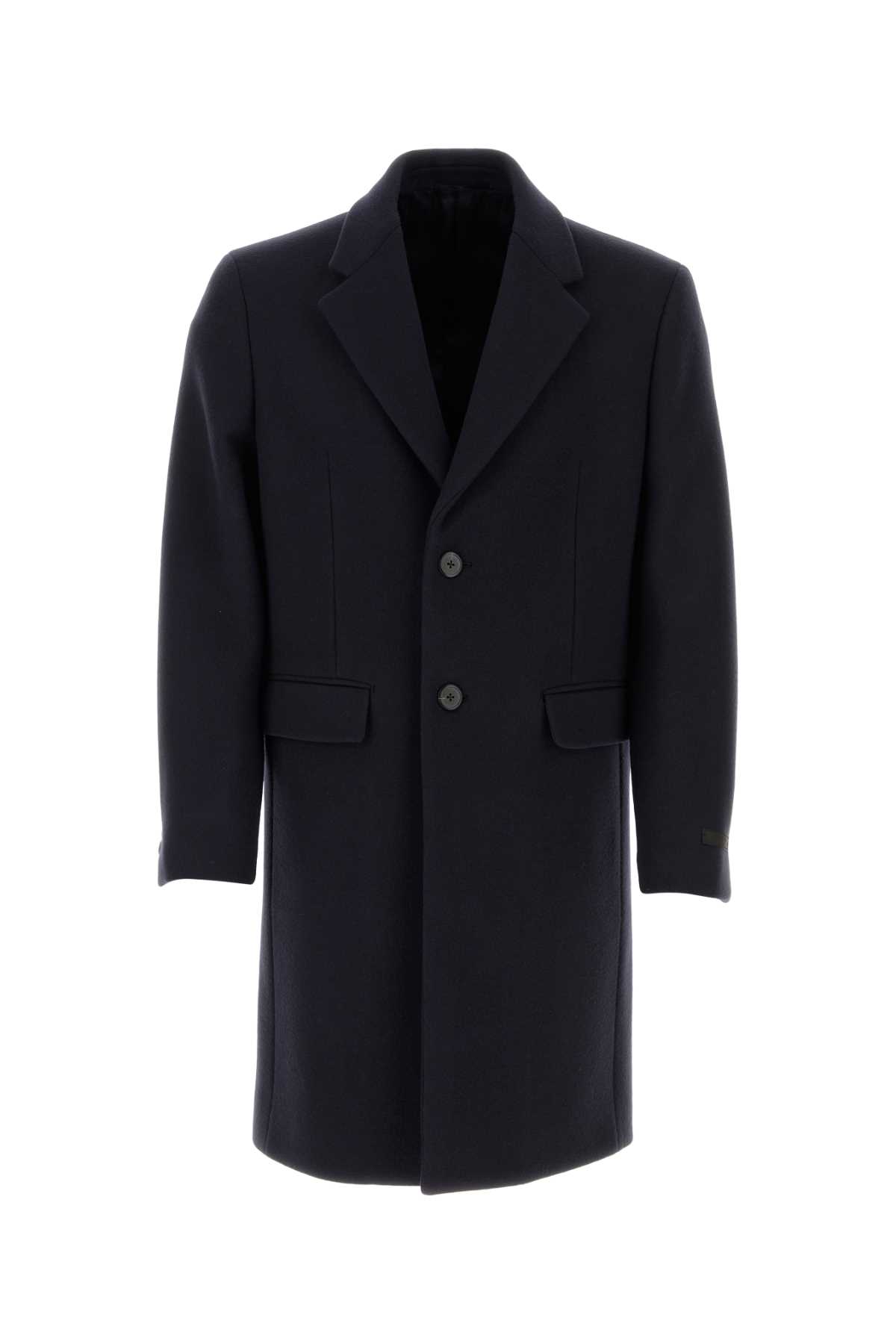 Navy Blue Wool Blend Coat