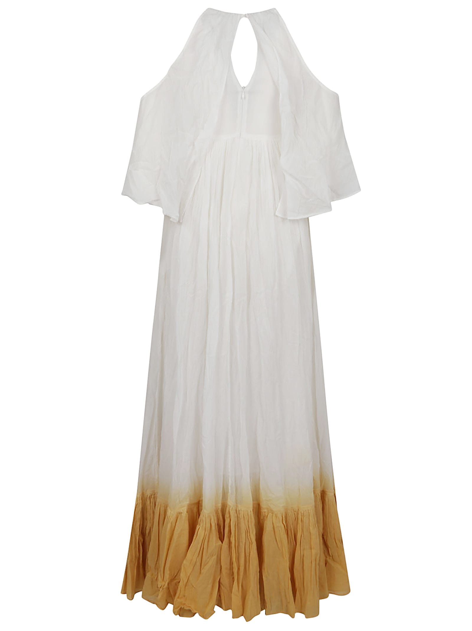 Shop Pinko Io Canto Abito Mussola Sfumatu In R Bianco Banana