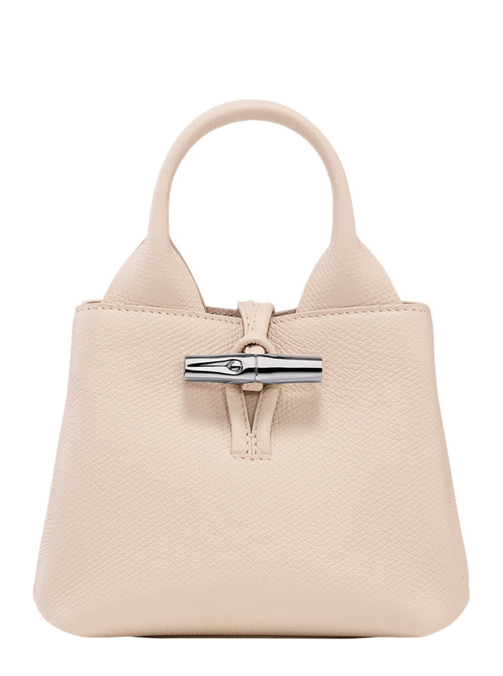 le Roseau White Handbag With Toggle Closure In Grained Leather Woman
