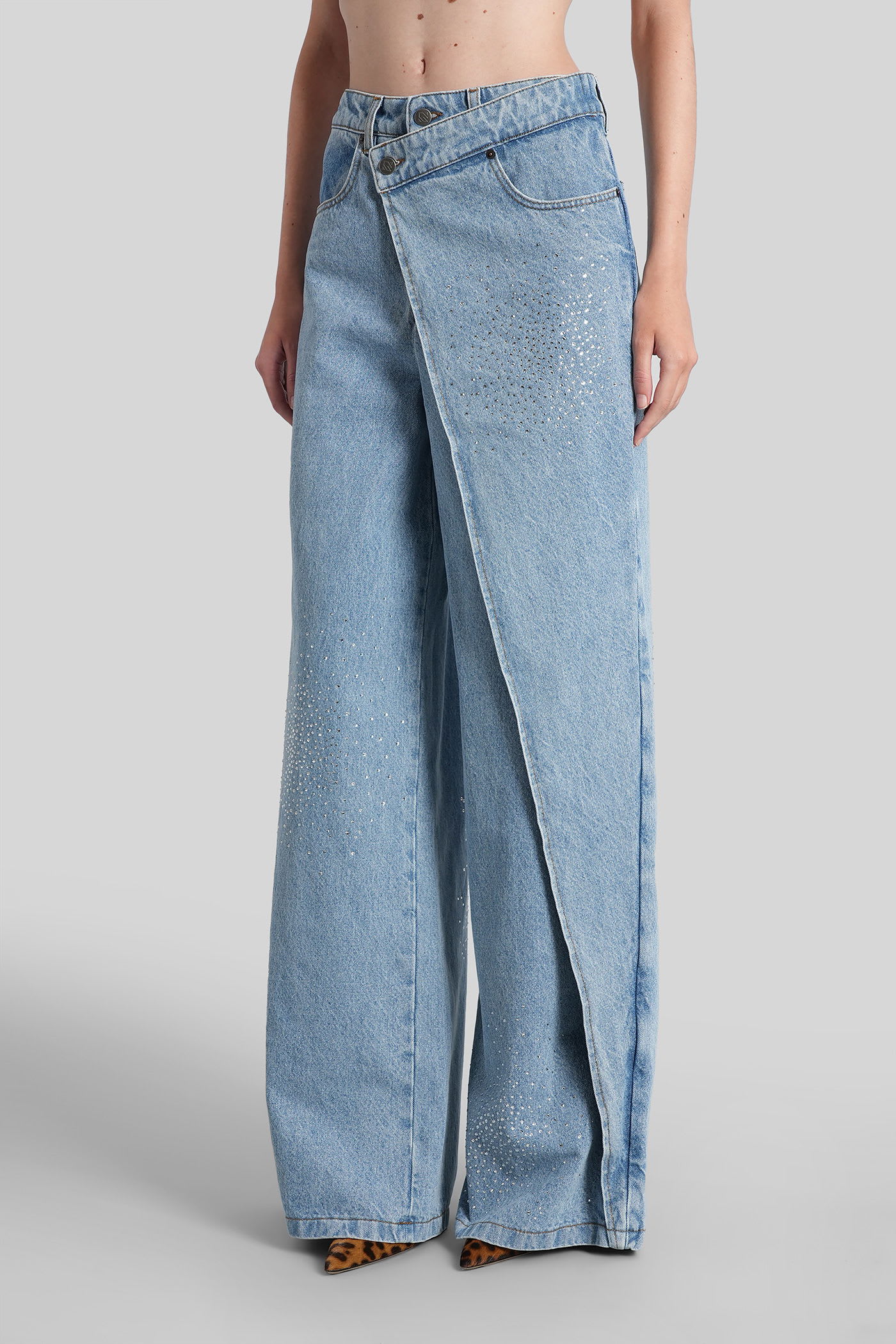 Giuseppe Di Morabito Wide-leg Jeans Featuring Asymmetric Overlay In Blue