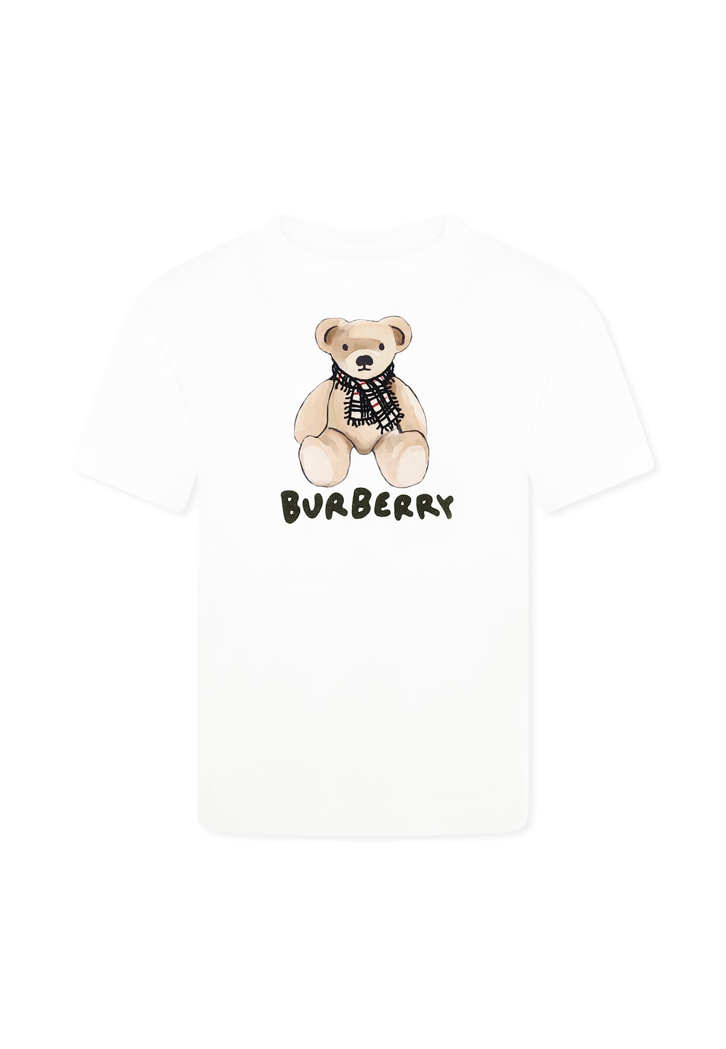 Burberry White T-shirt For Kids With Teddy Bear In White