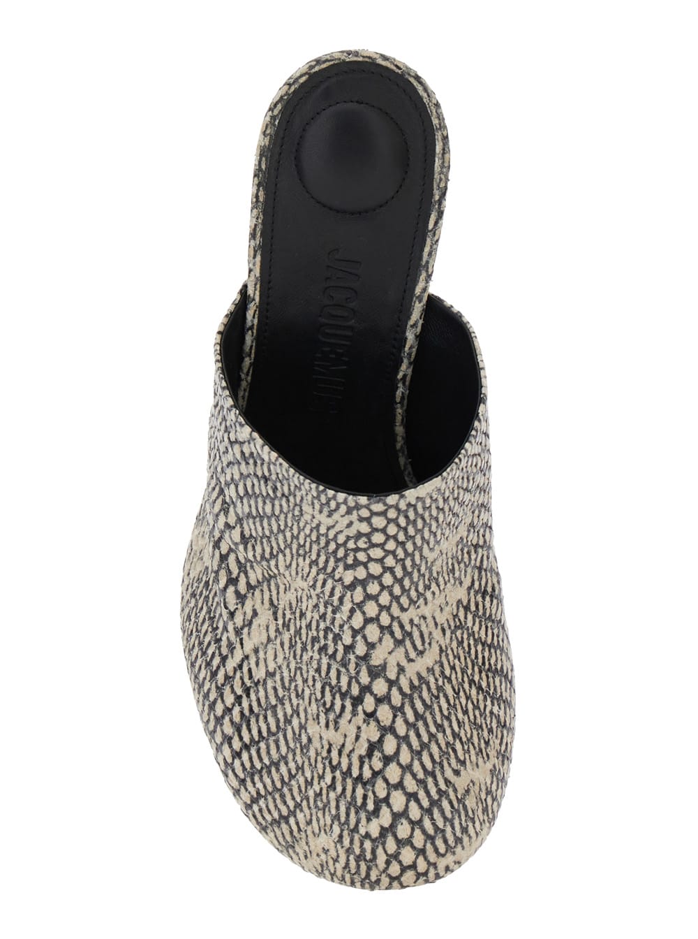 Jacquemus 'les Bisou' Multicolor Mules With Snakeskin Effect And High Heel In Beige