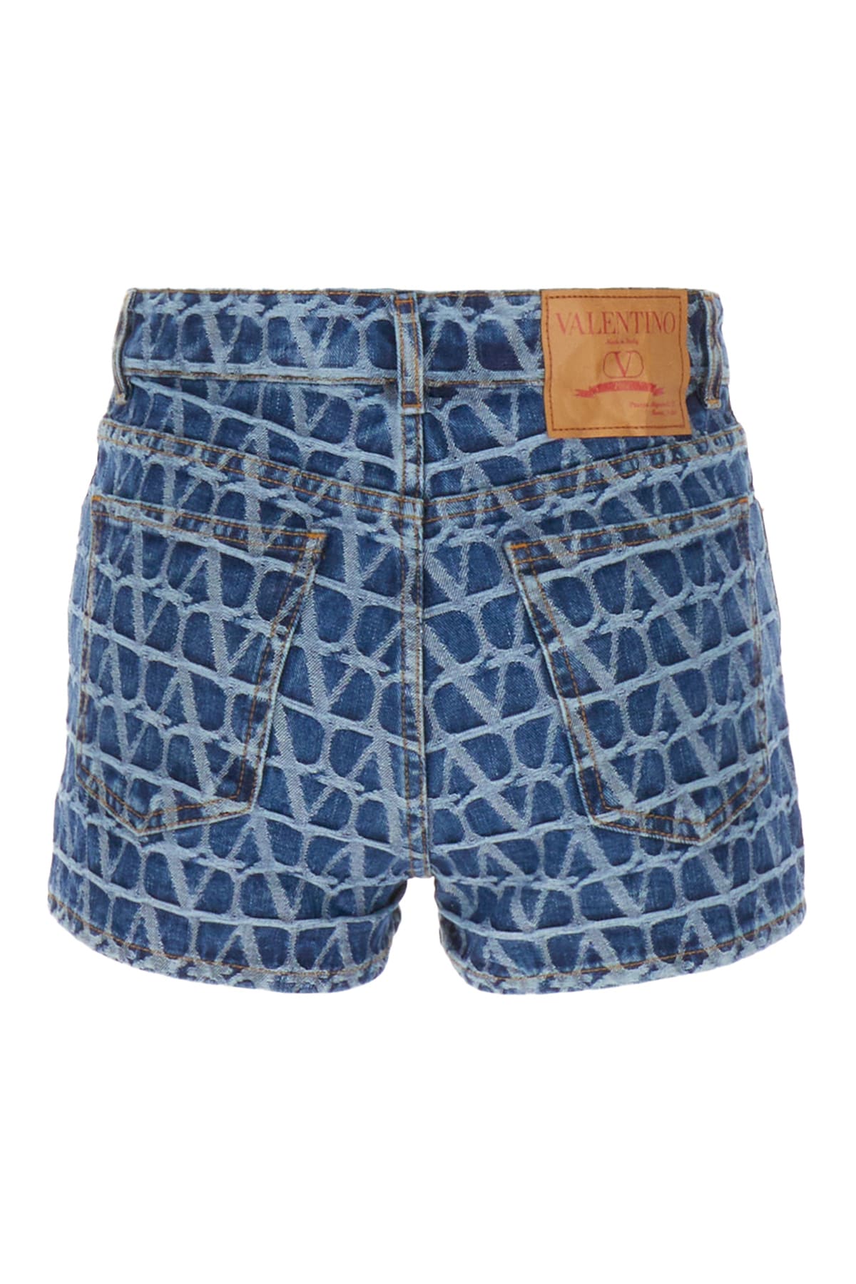 Shop Valentino Embroidered Denim Shorts In 558