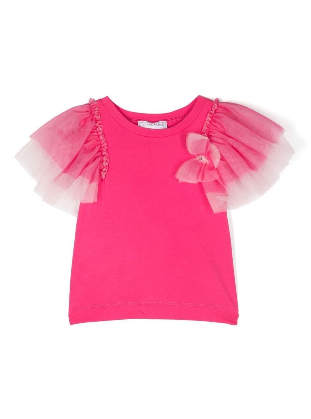 Shop Monnalisa T-shirt Farfalla Popeline Jersey In Pink