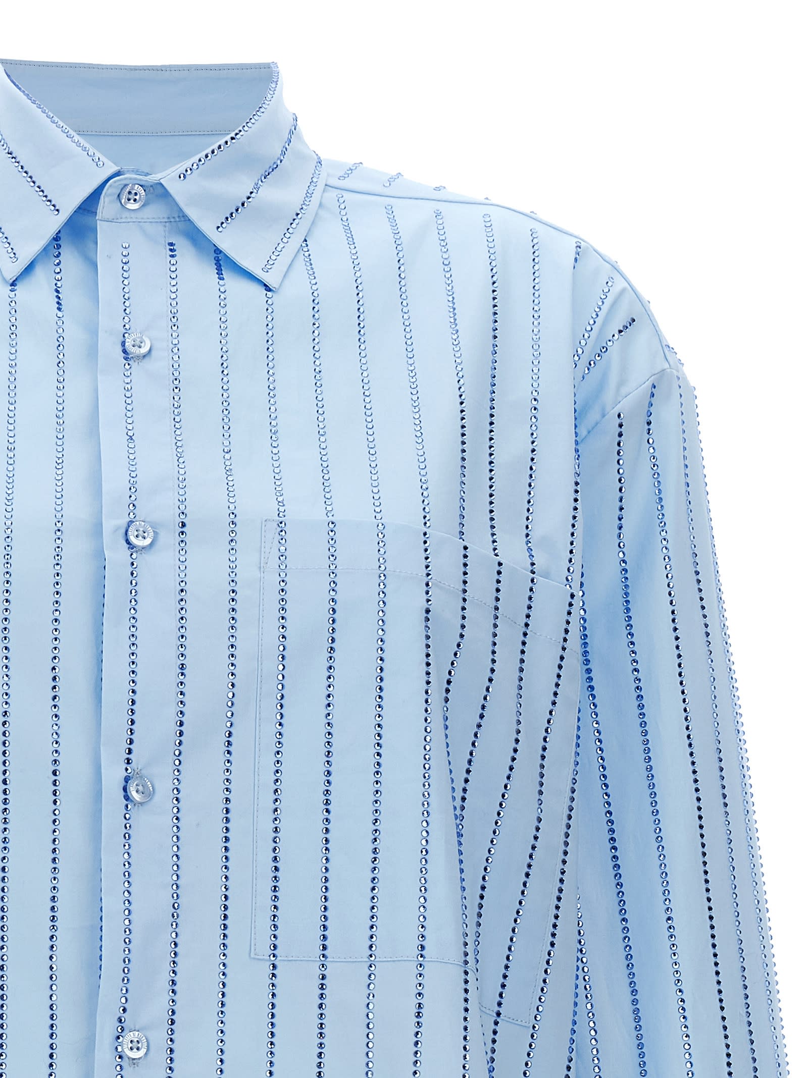 Shop Giuseppe Di Morabito Rhinestone Striped Shirt In Clear Blue