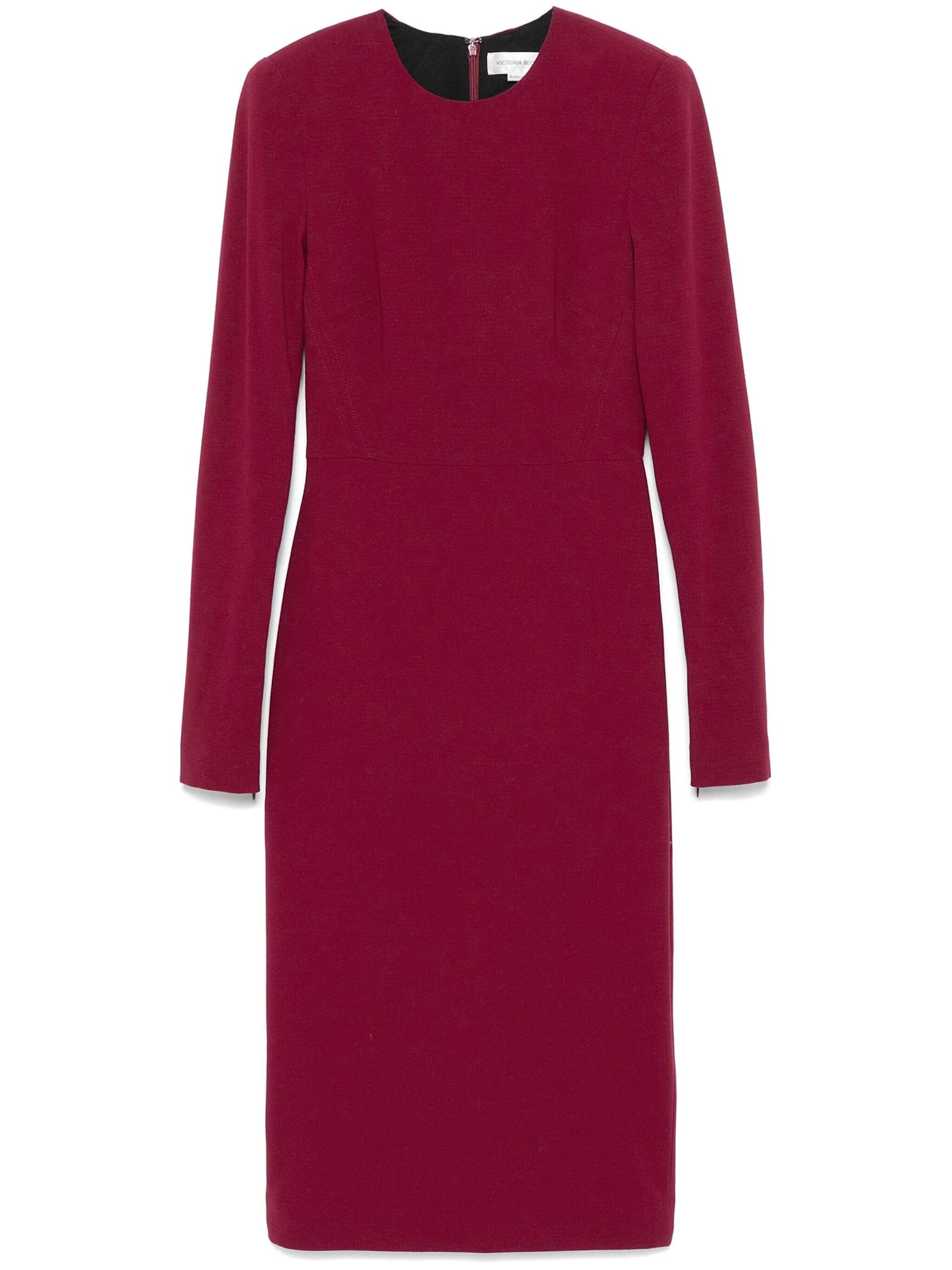 Shop Victoria Beckham Tshirt Fitted Dress Long Sl In Oxblood