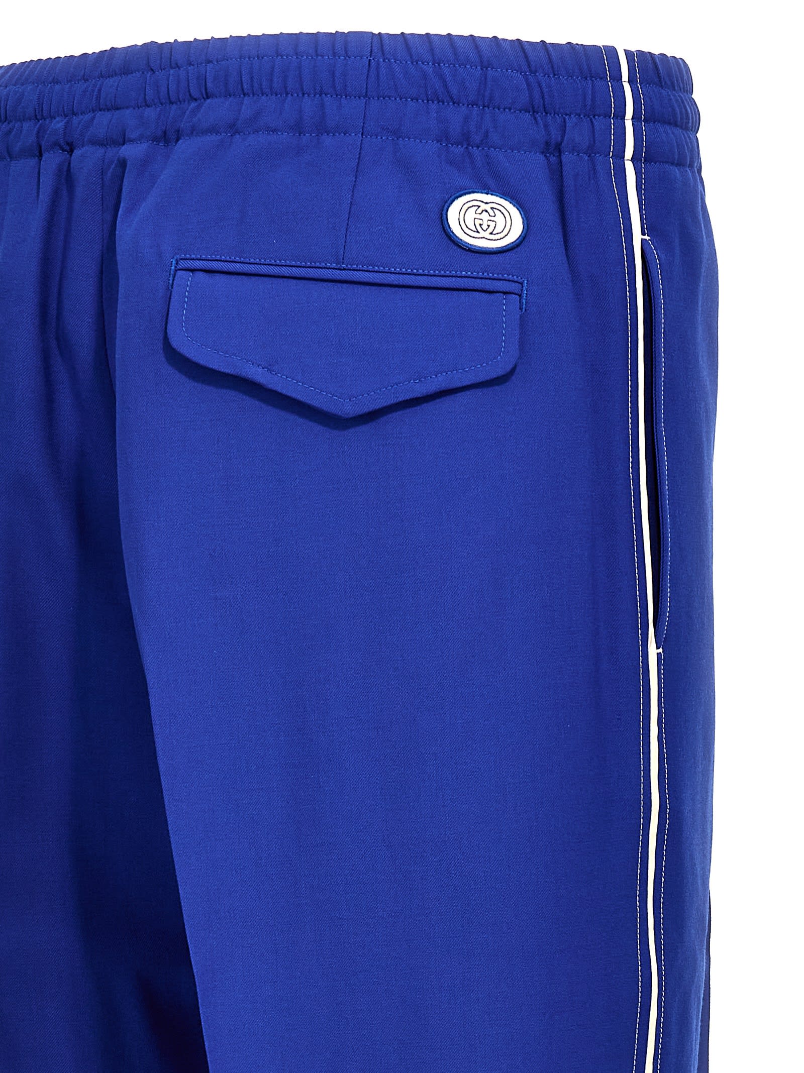 Shop Gucci Incrocio Gg Pants In Blue