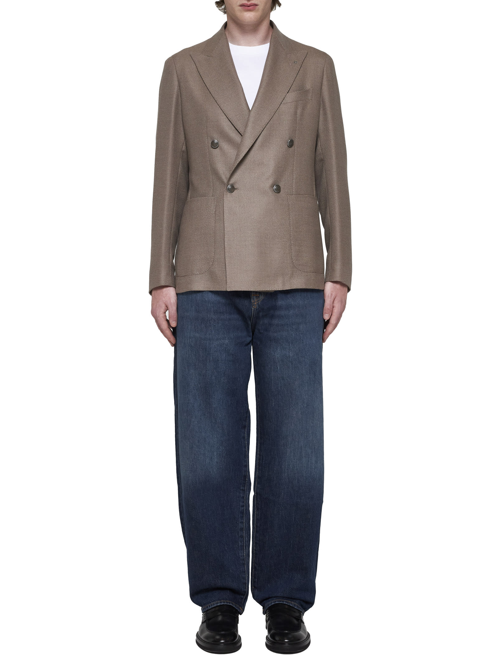 Shop Tagliatore Blazer In Dove Grey